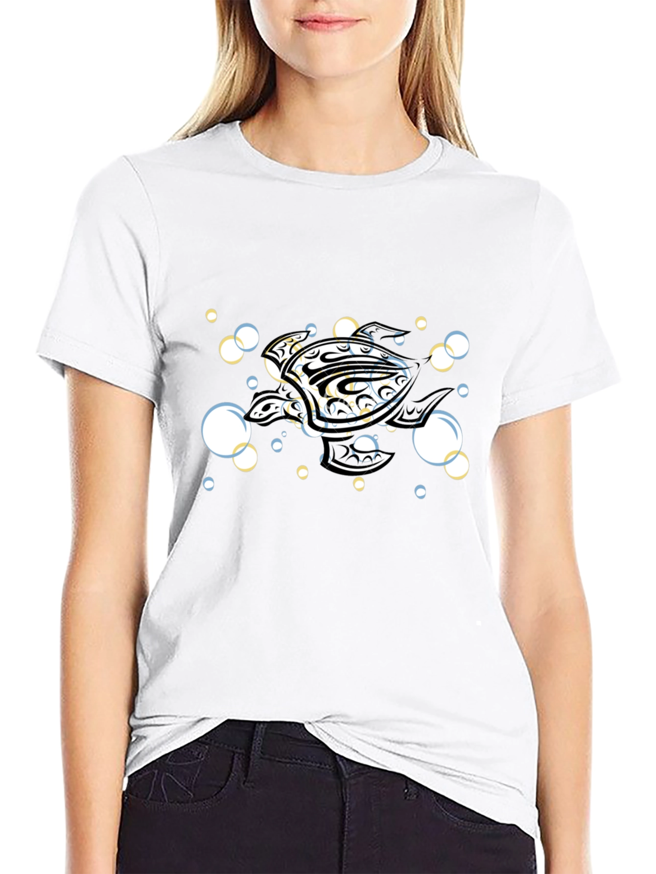 Camiseta Negra Tortuga Marina Tribal