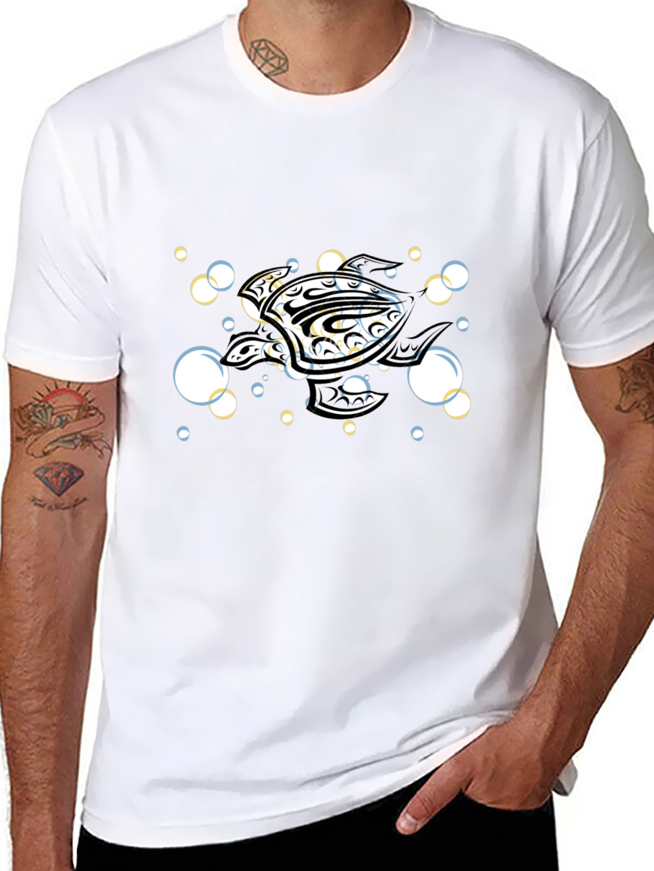 Camiseta Negra Tortuga Marina Tribal