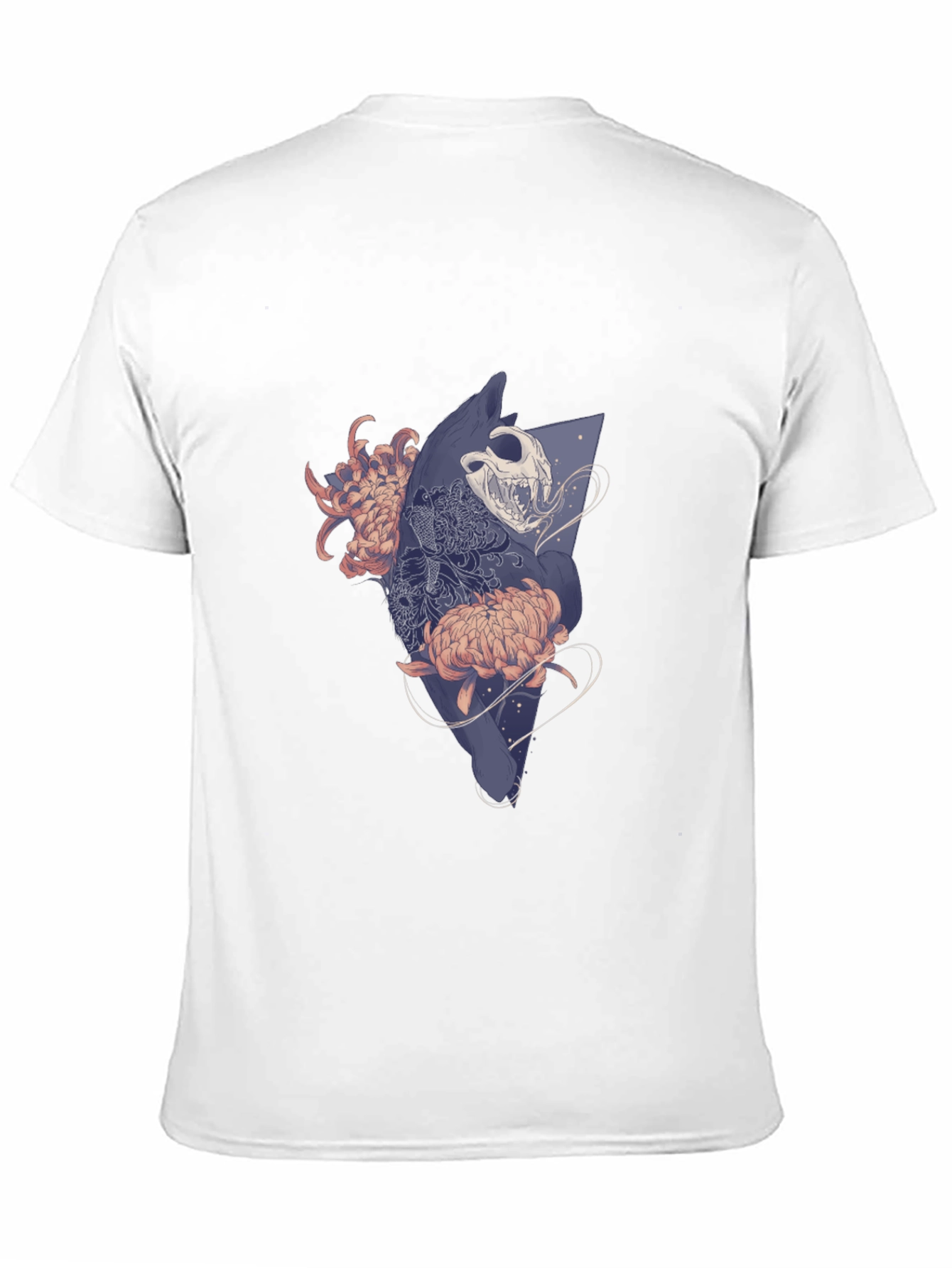 Camiseta Negra con Diseño Floral y Cráneo