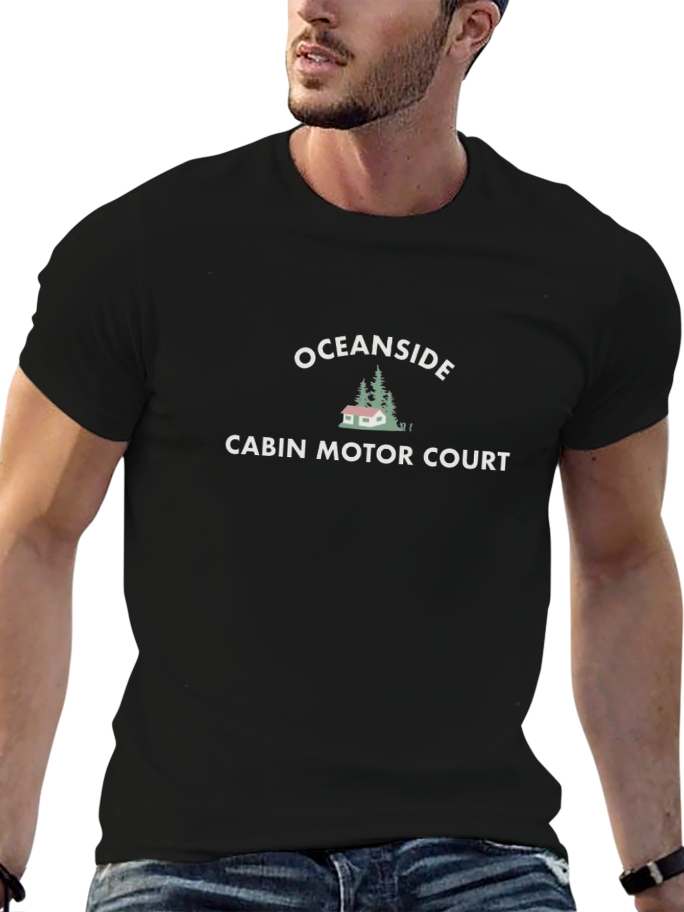Camiseta Negra Oceanside Cabin Motor Court