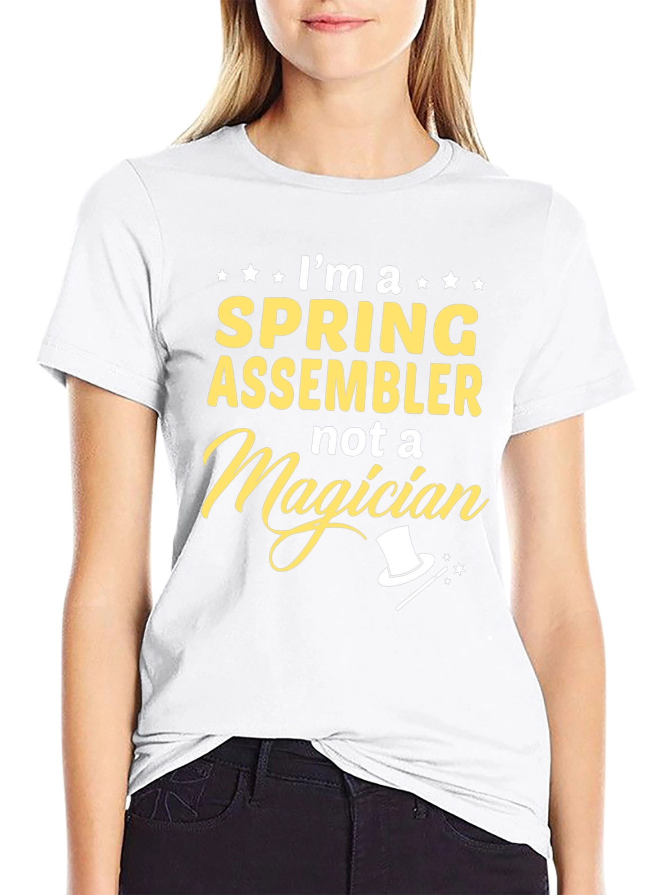 Camiseta Negra: Soy Montador de Muelles No Mago