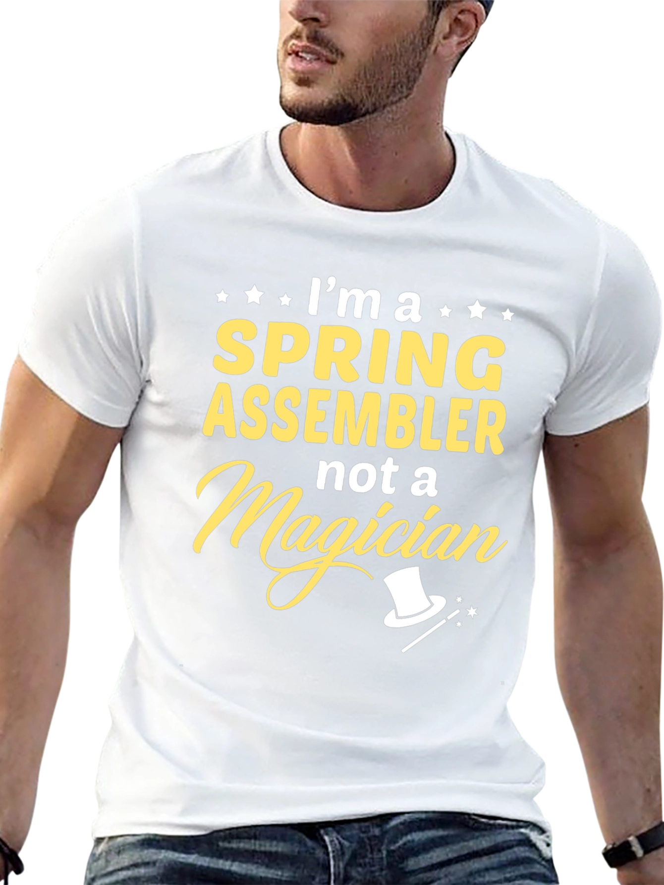 Camiseta Negra: Soy Montador de Muelles No Mago