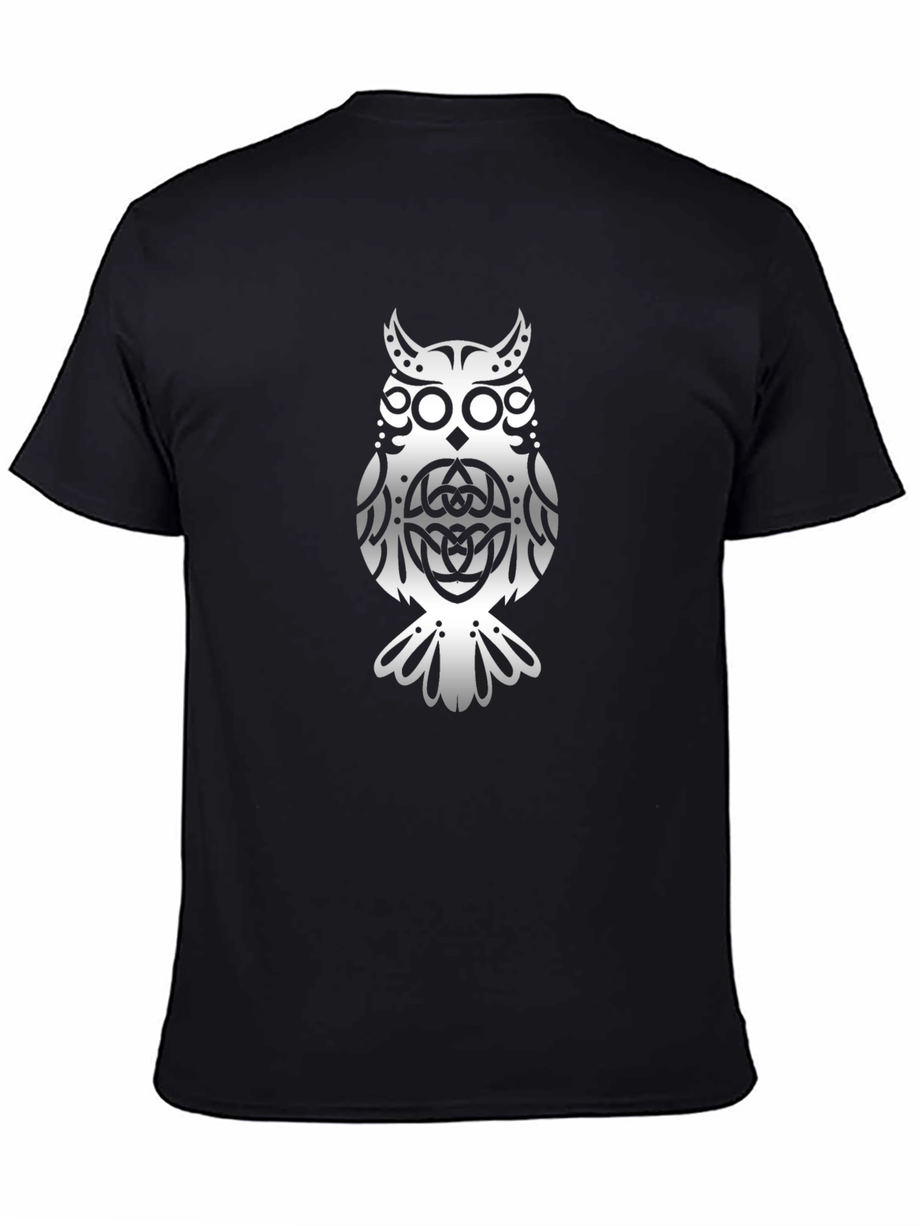 Camiseta Negra con Diseño de Búho Celta