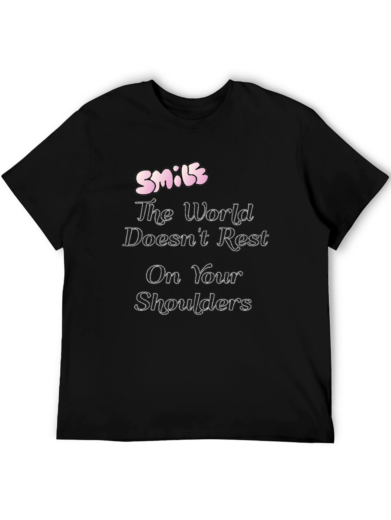Camiseta Negra Hombre con Diseño Smile Inspirador