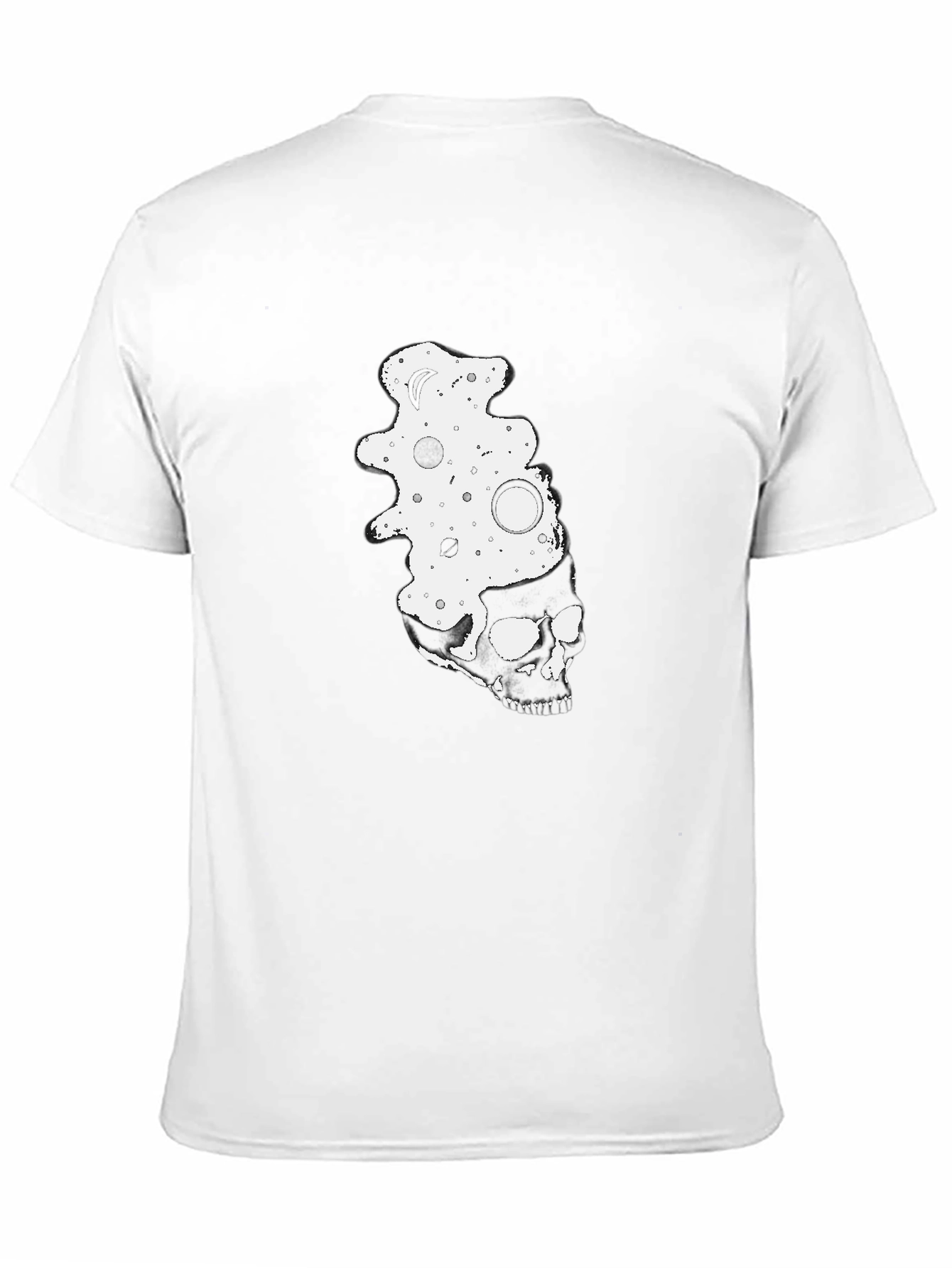 Camiseta Negra con Diseño de Calavera y Fases Lunares