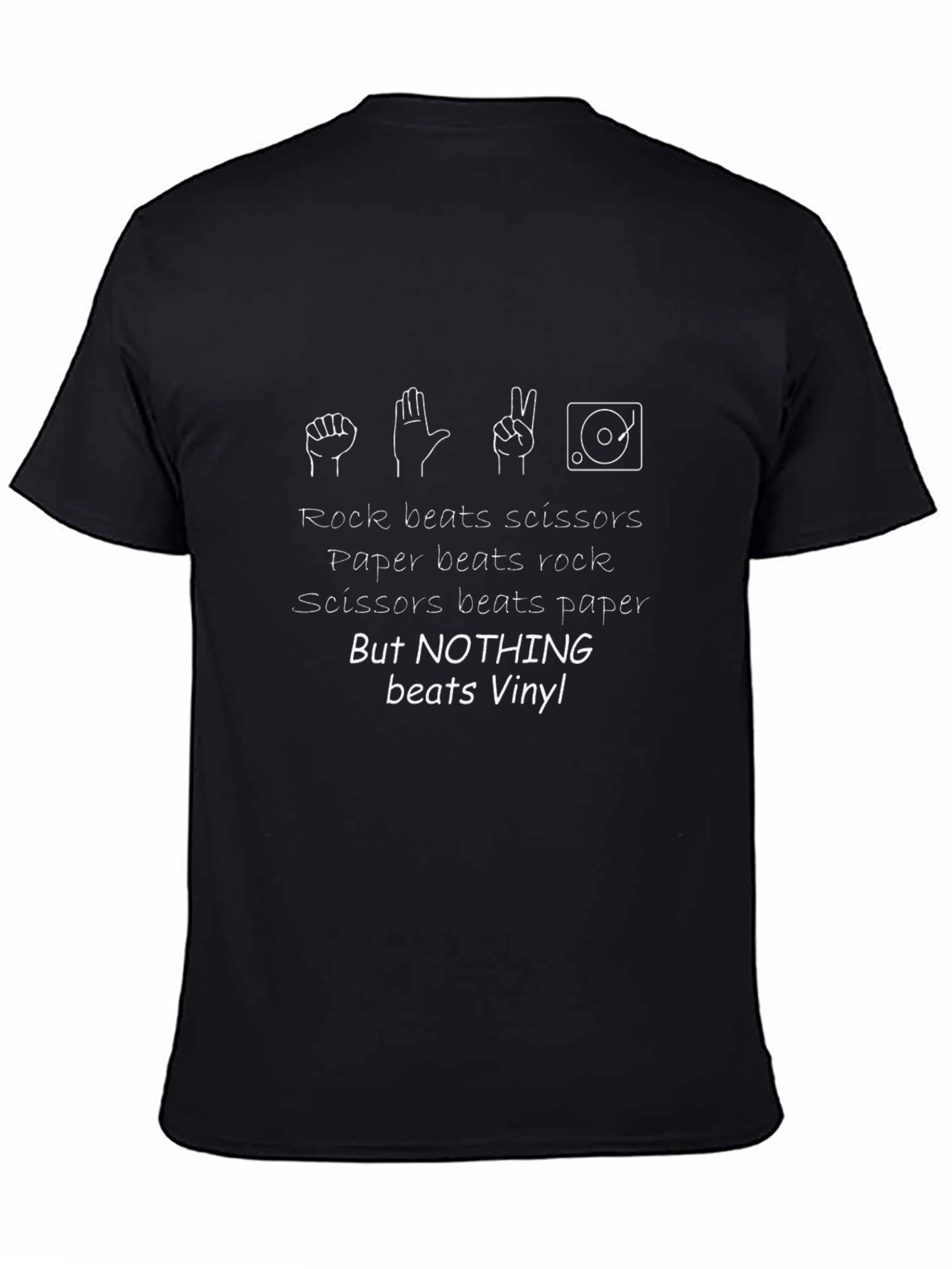 Camiseta Negra Rock Paper Scissors Vinyl