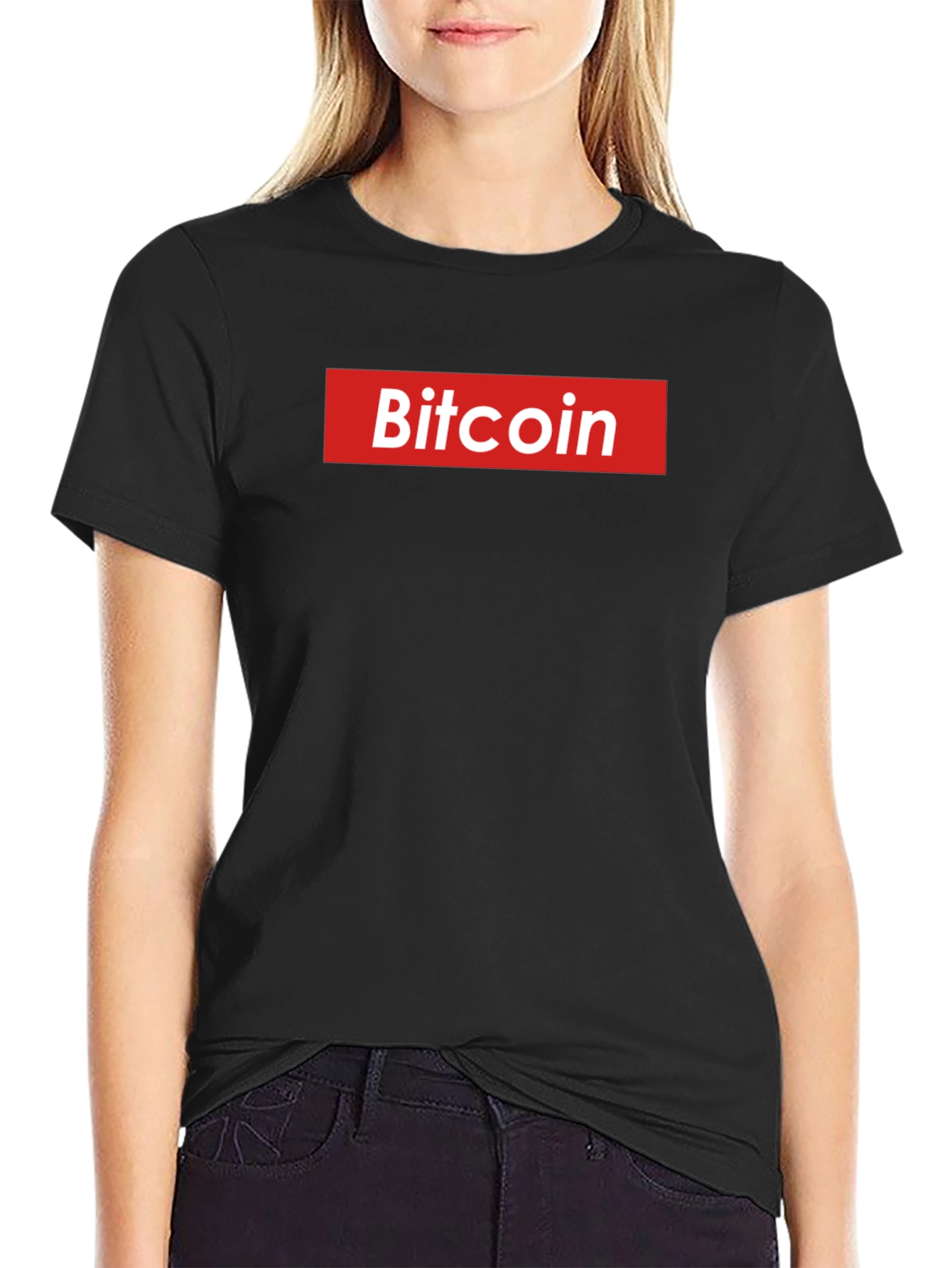 Camiseta Hombre Bitcoin Estilo Supreme Algodón