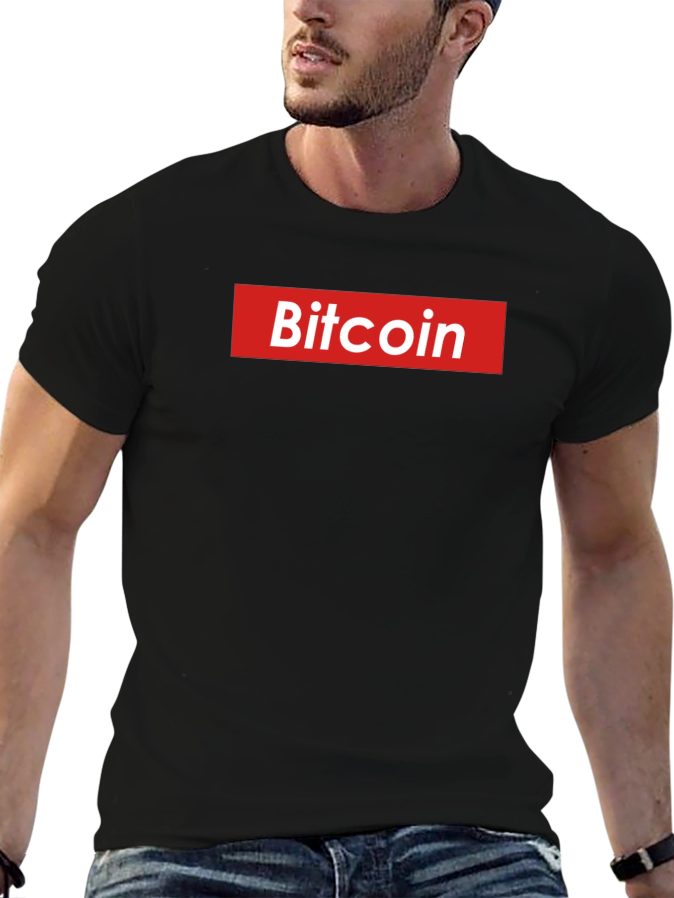Camiseta Hombre Bitcoin Estilo Supreme Algodón