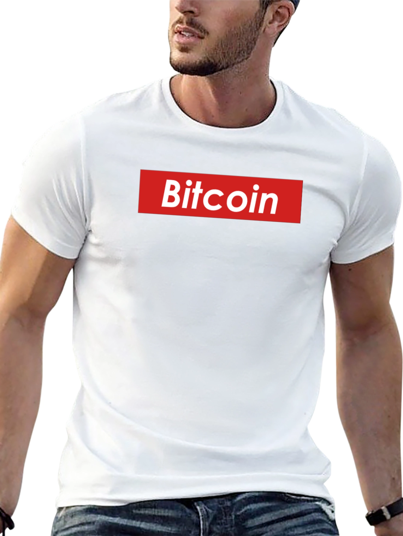 Camiseta Hombre Bitcoin Estilo Supreme Algodón
