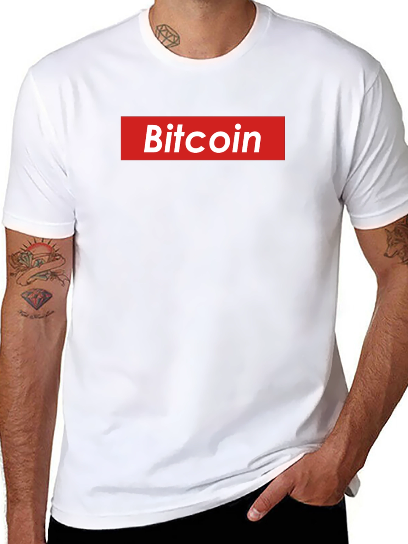 Camiseta Hombre Bitcoin Estilo Supreme Algodón