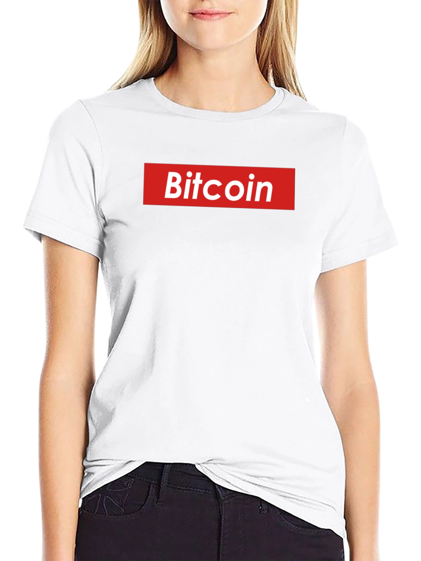 Camiseta Hombre Bitcoin Estilo Supreme Algodón