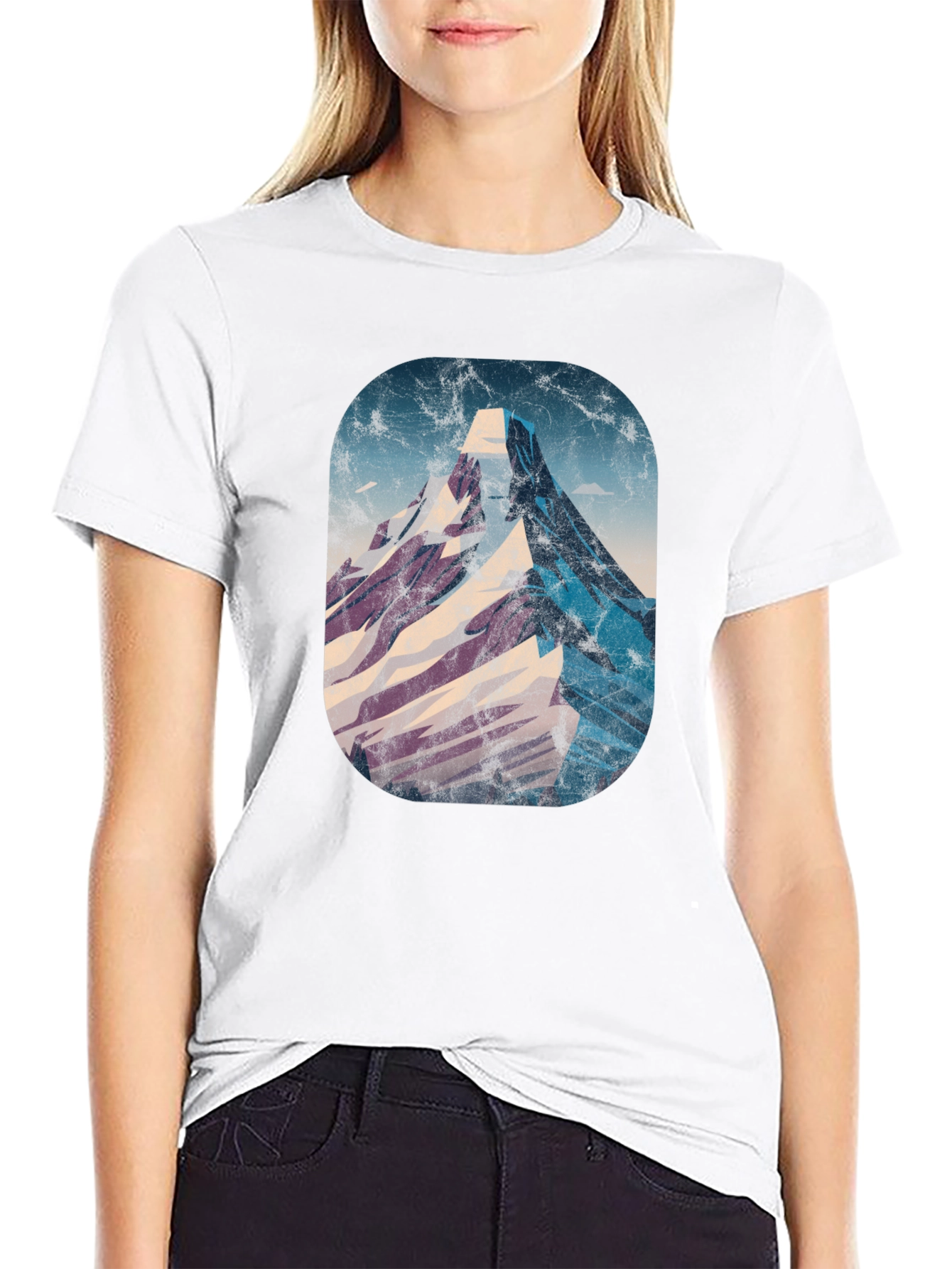 Camiseta Negra con Diseño de Montaña Retro