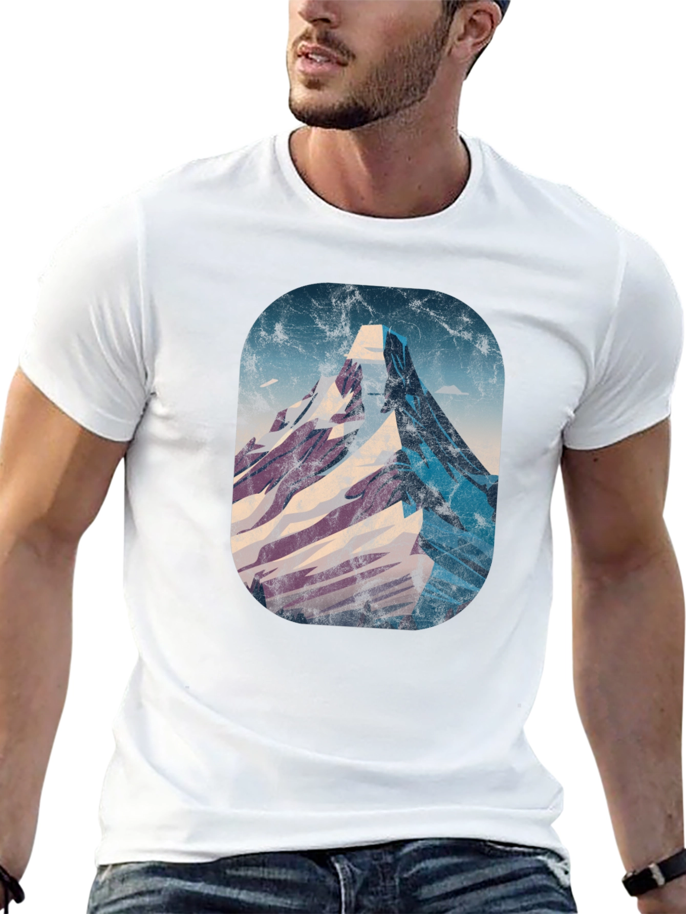 Camiseta Negra con Diseño de Montaña Retro
