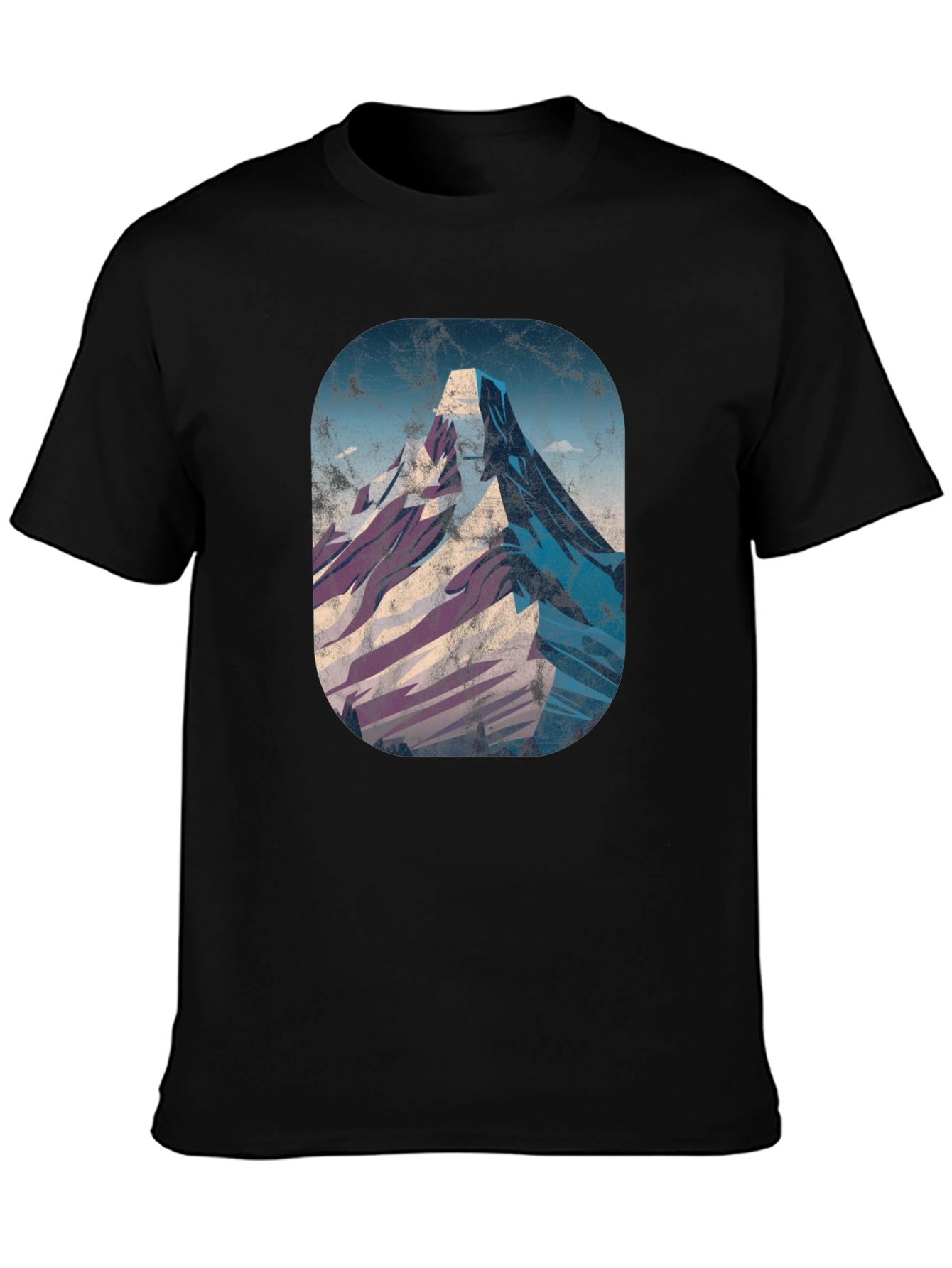 Camiseta Negra con Diseño de Montaña Retro