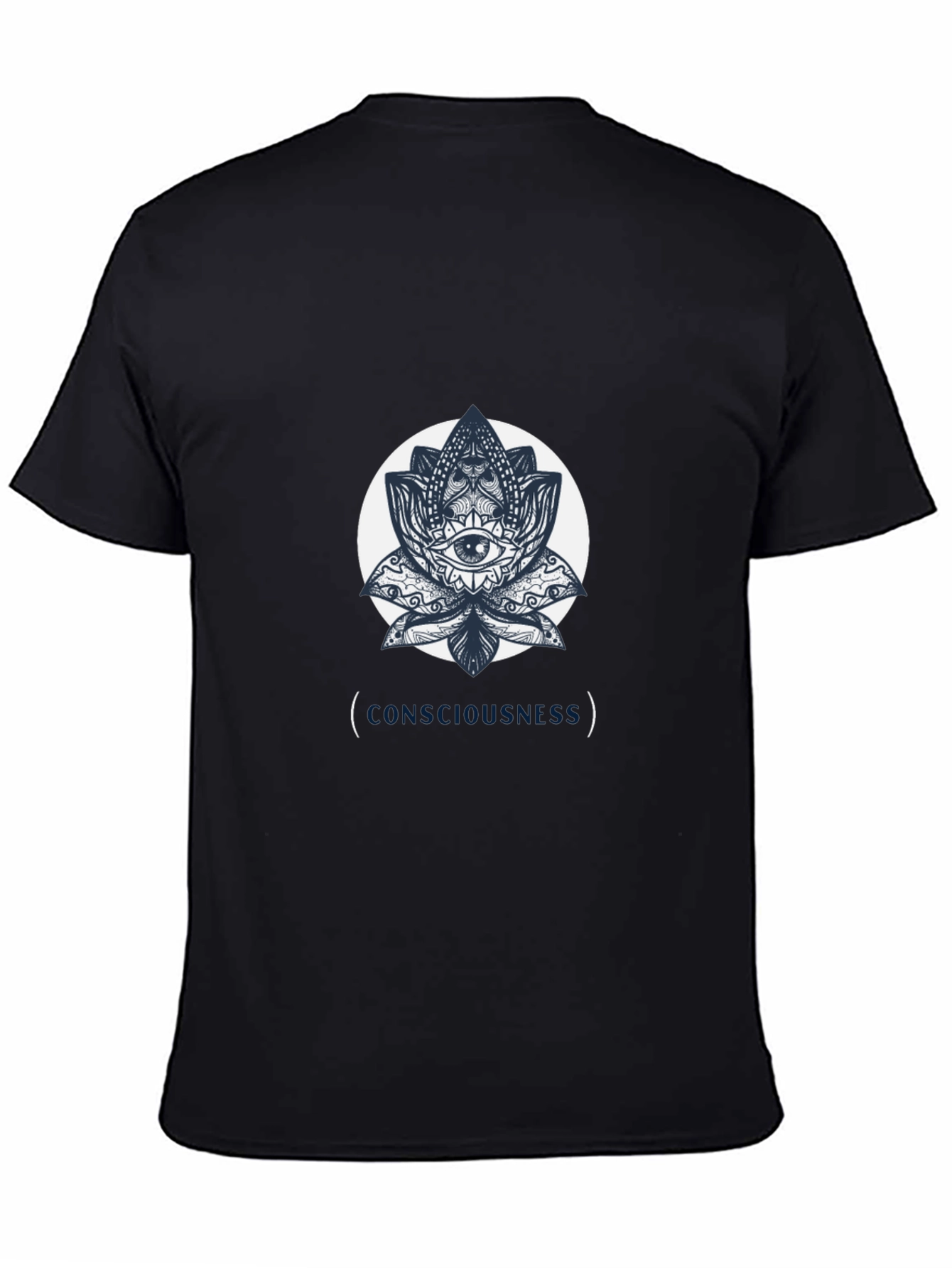Camiseta Negra con Diseño de Loto y Ojo