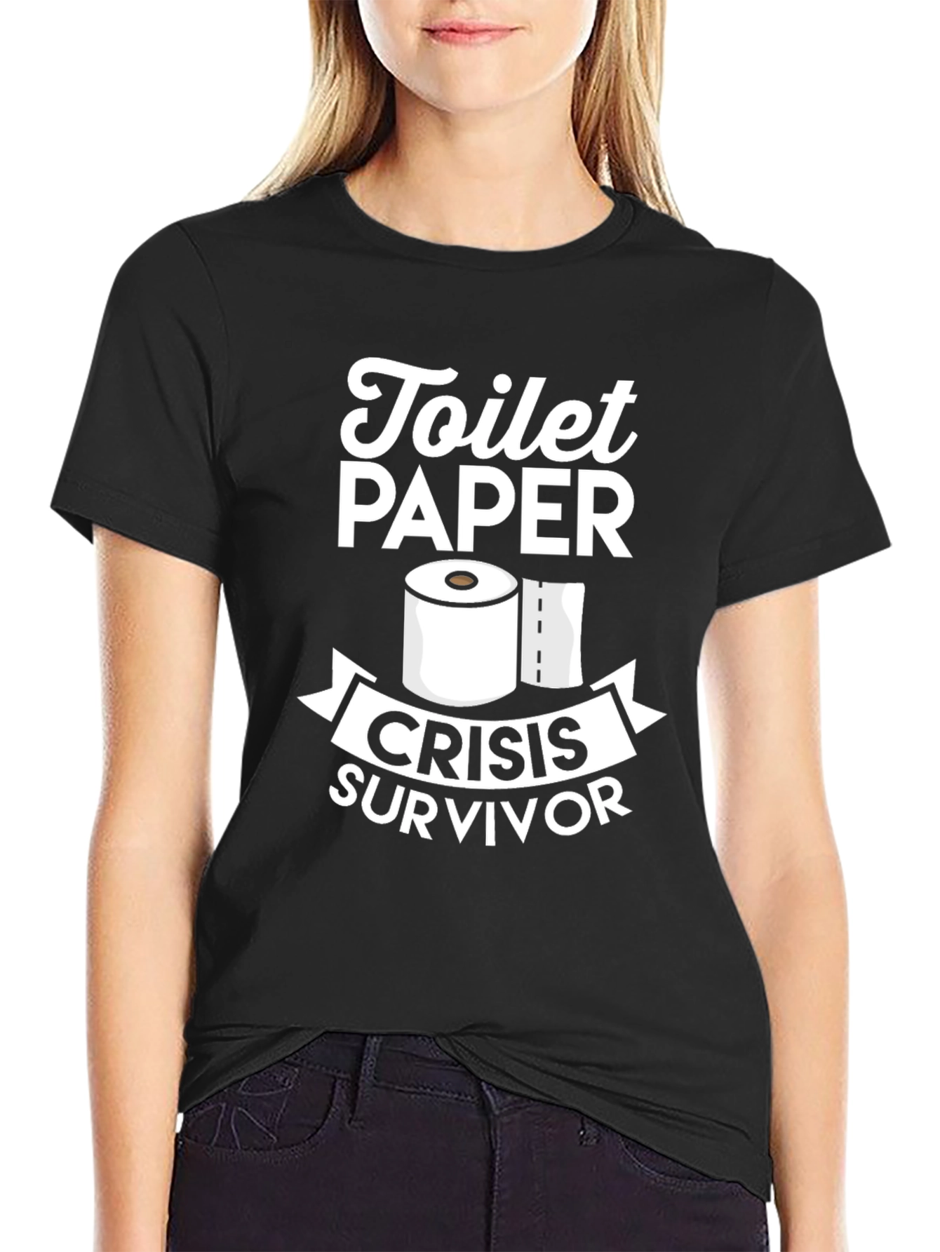 Camiseta Negra: Superviviente Crisis Papel Higiénico