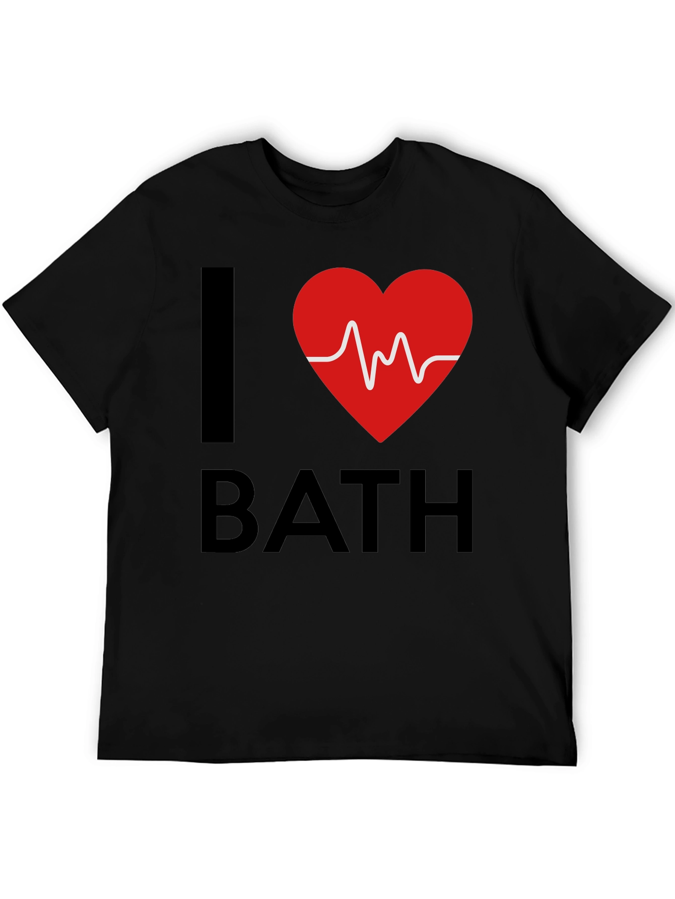 Camiseta Negra I Heart Bath con Diseño de Latido