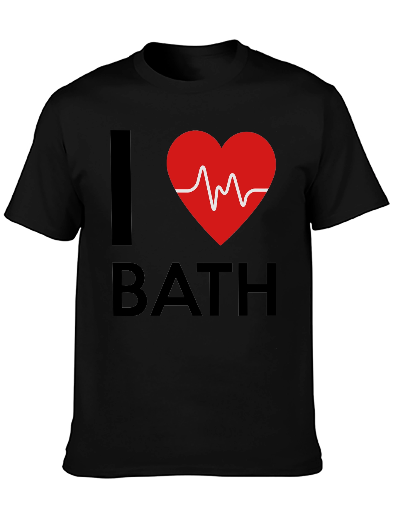 Camiseta Negra I Heart Bath con Diseño de Latido