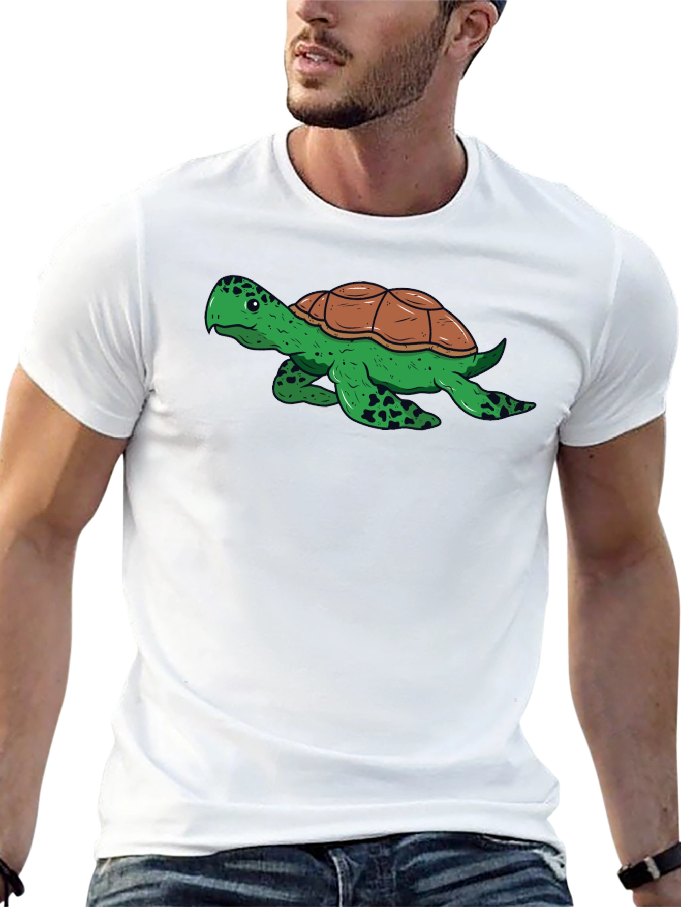 Camiseta Negra con Diseño de Tortuga Divertida