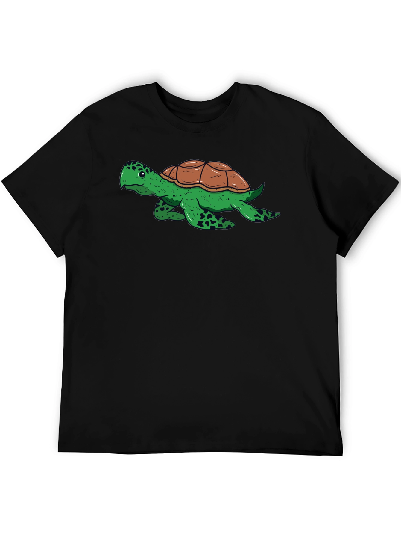Camiseta Negra con Diseño de Tortuga Divertida