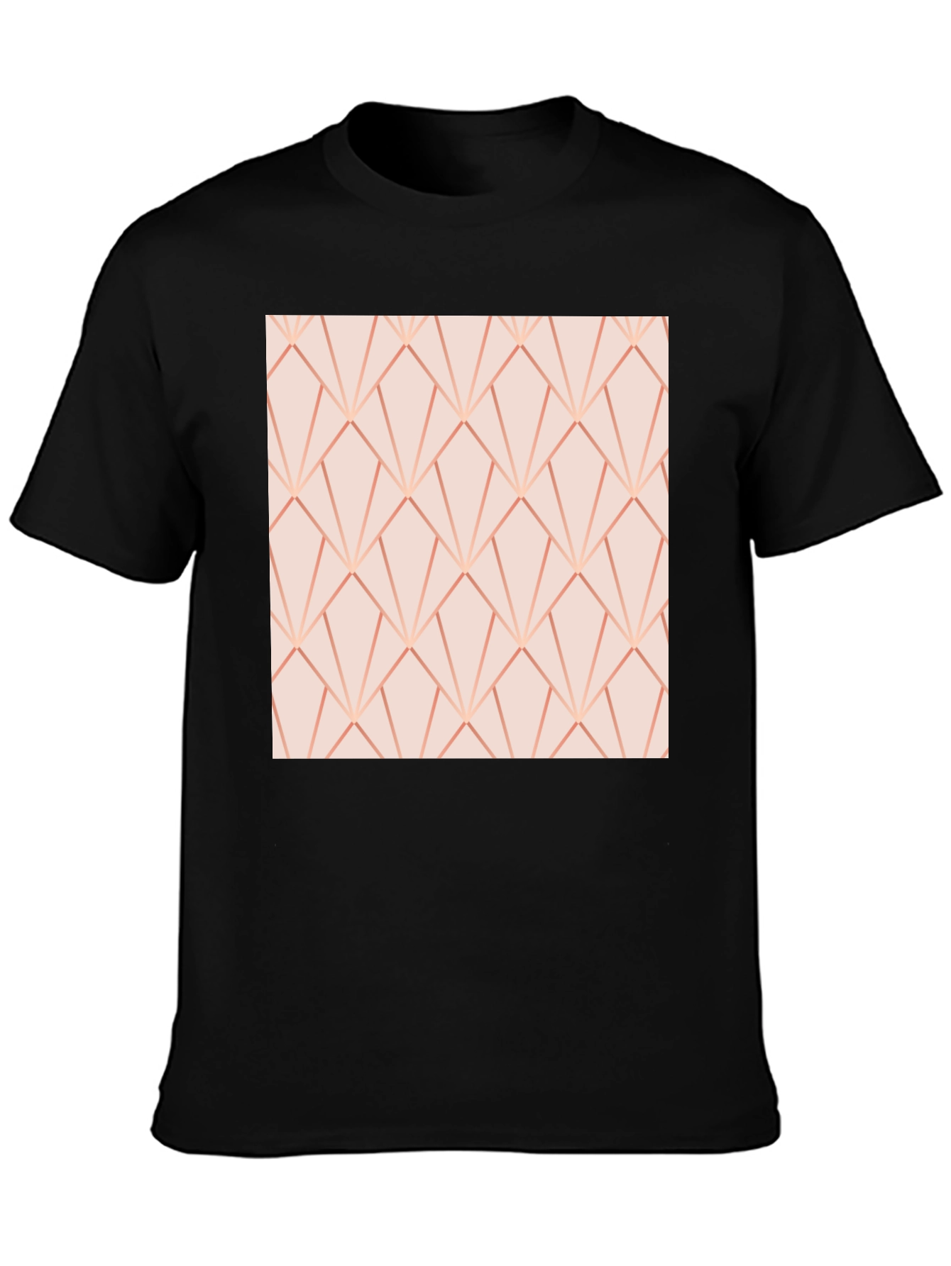 Camiseta Negra con Diseño Geométrico Rosa