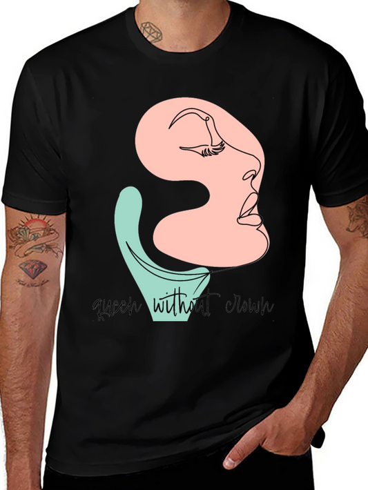 Camiseta Negra con Diseño Abstracto Reina sin Corona