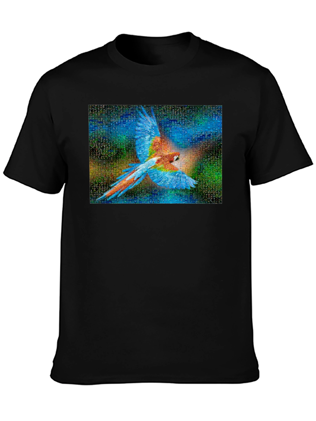 Camiseta Negra con Diseño de Guacamayo