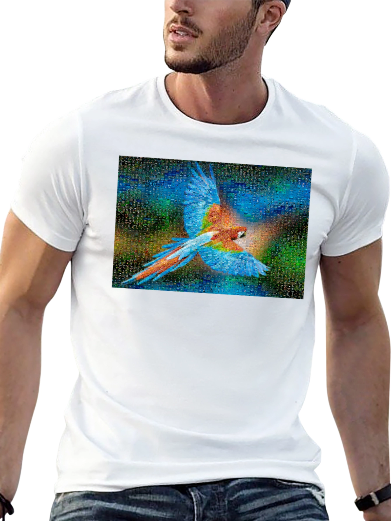 Camiseta Negra con Diseño de Guacamayo