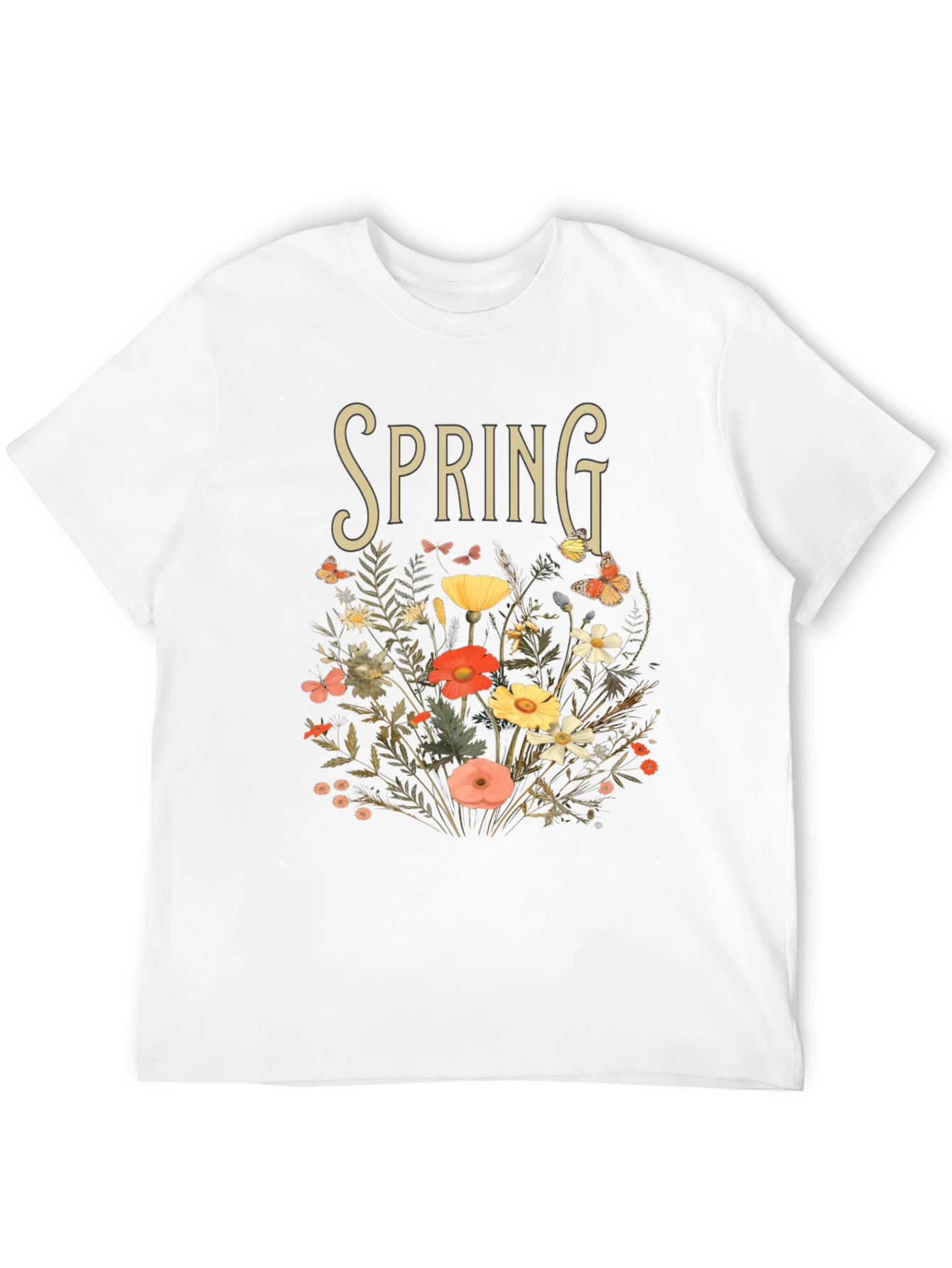 Camiseta Negra Primavera Floral para Hombre