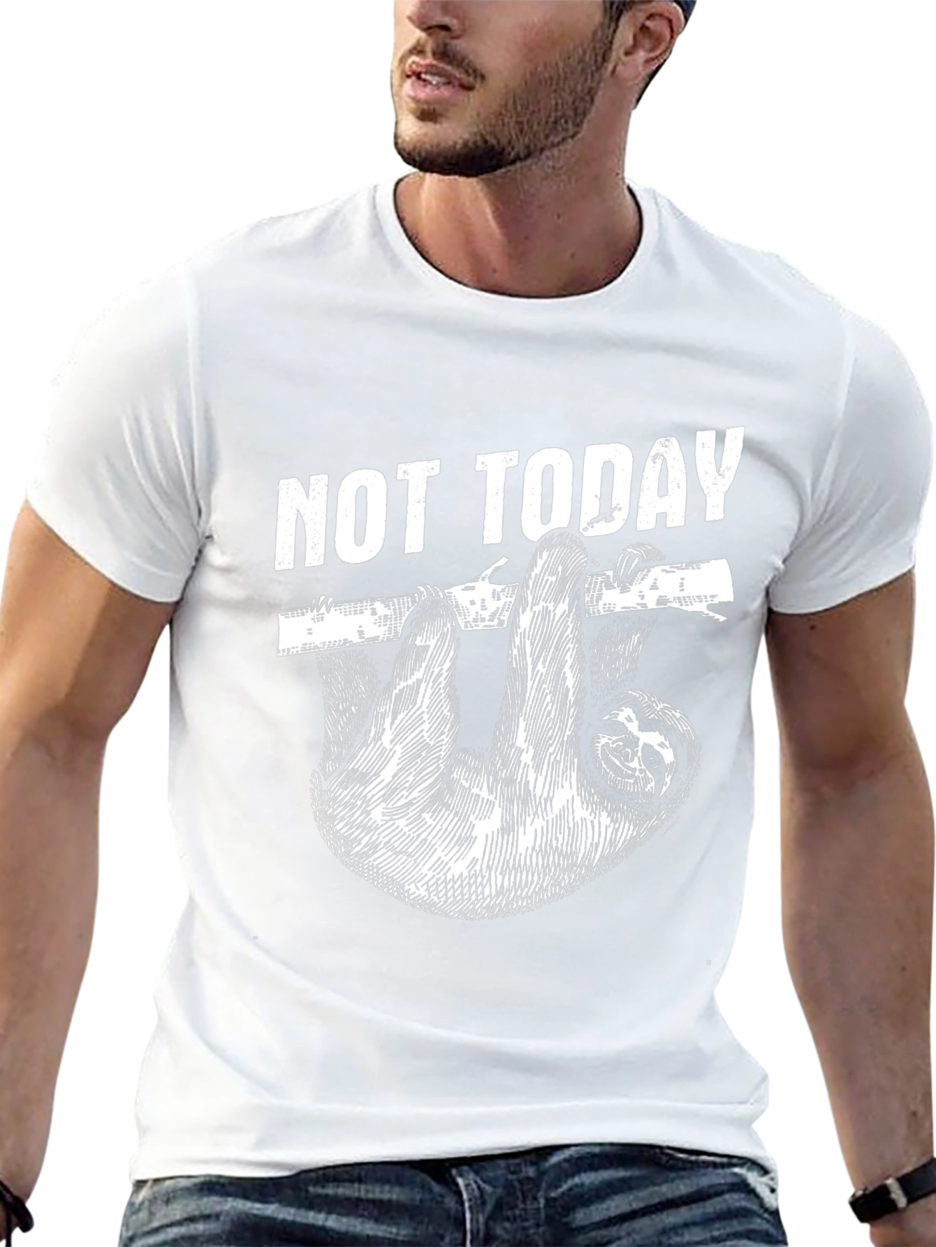 Camiseta Negra Not Today con Diseño de Perezoso