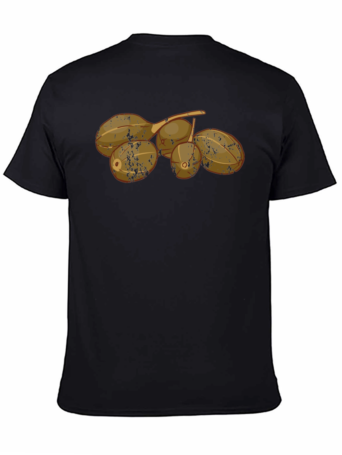 Camiseta Negra con Diseño de Frutas Tropicales