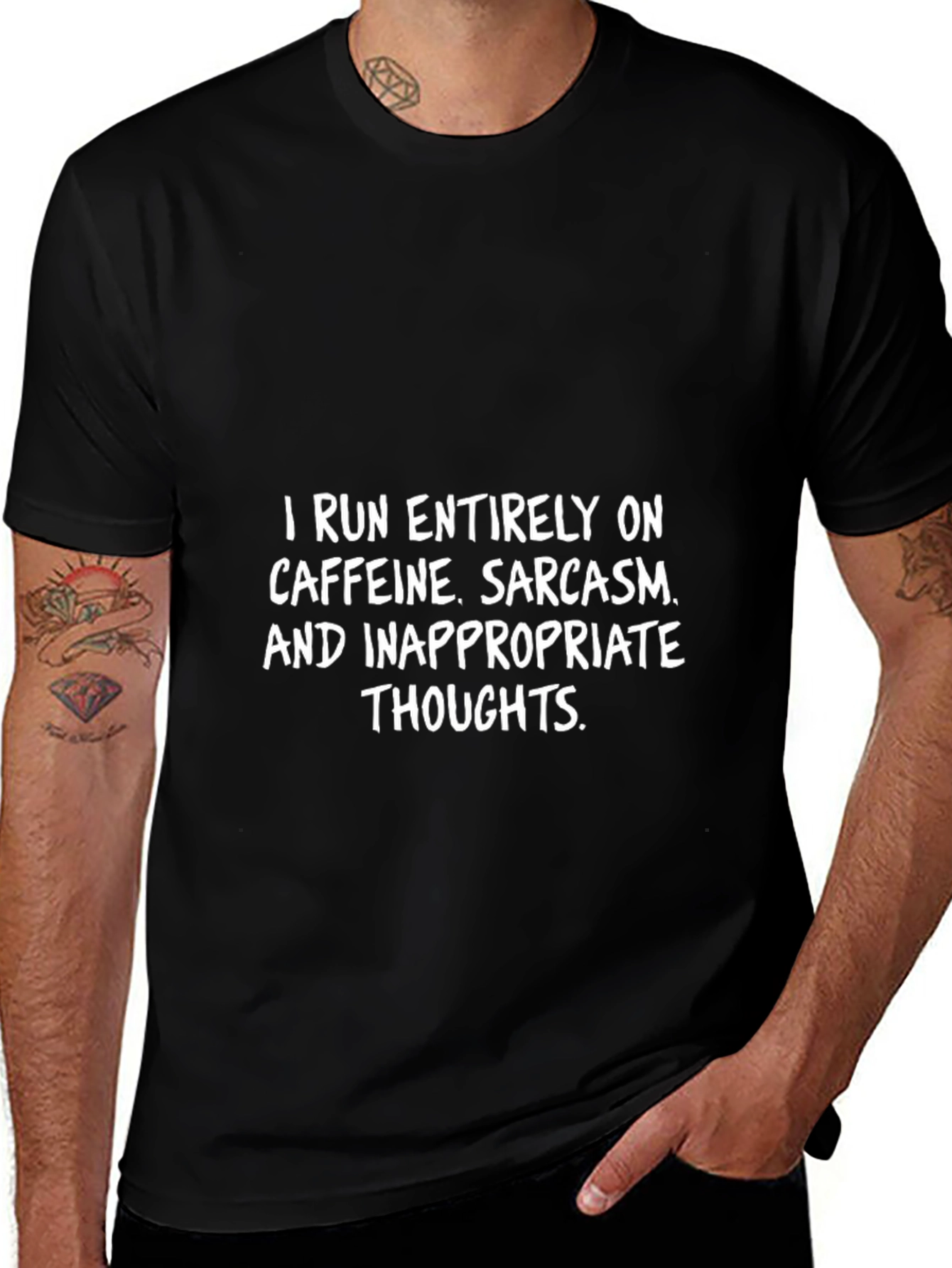 Camiseta Negra: Cafeína Sarcasmo e Ideas Inapropiadas