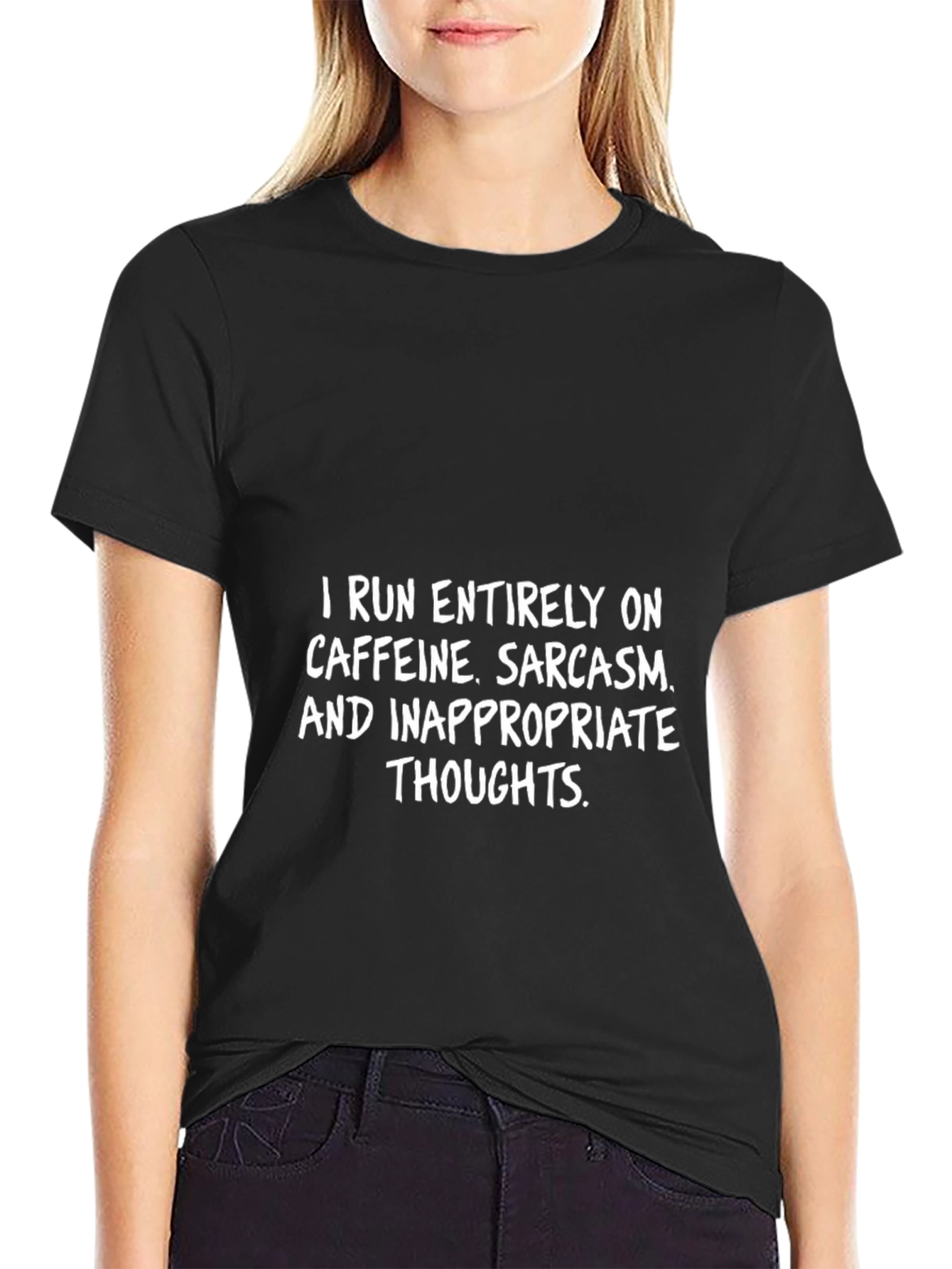 Camiseta Negra: Cafeína Sarcasmo e Ideas Inapropiadas