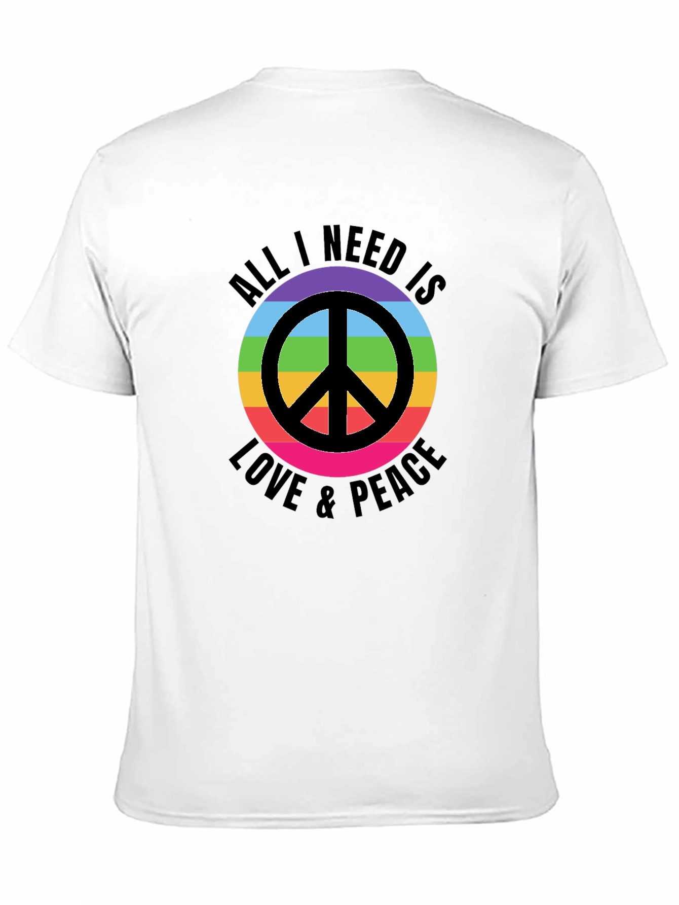 Camiseta Negra con Diseño de Paz y Amor