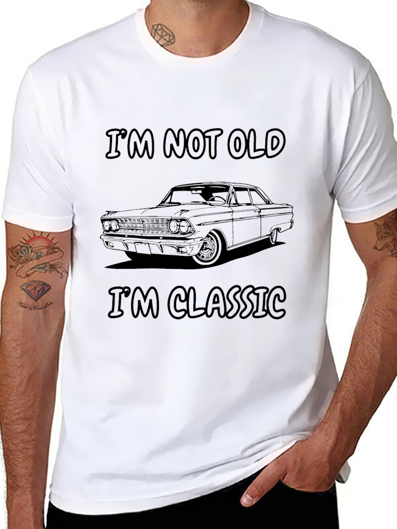 Camiseta Negra No Soy Viejo Soy Clásico Coche