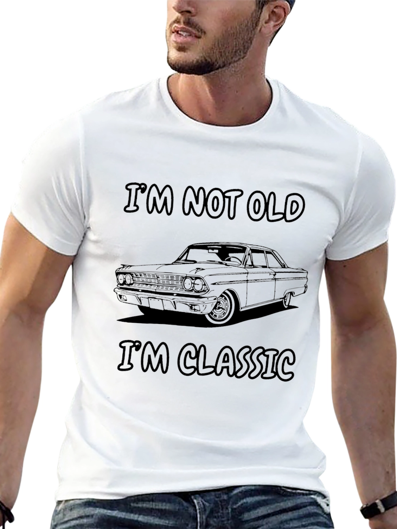 Camiseta Negra No Soy Viejo Soy Clásico Coche