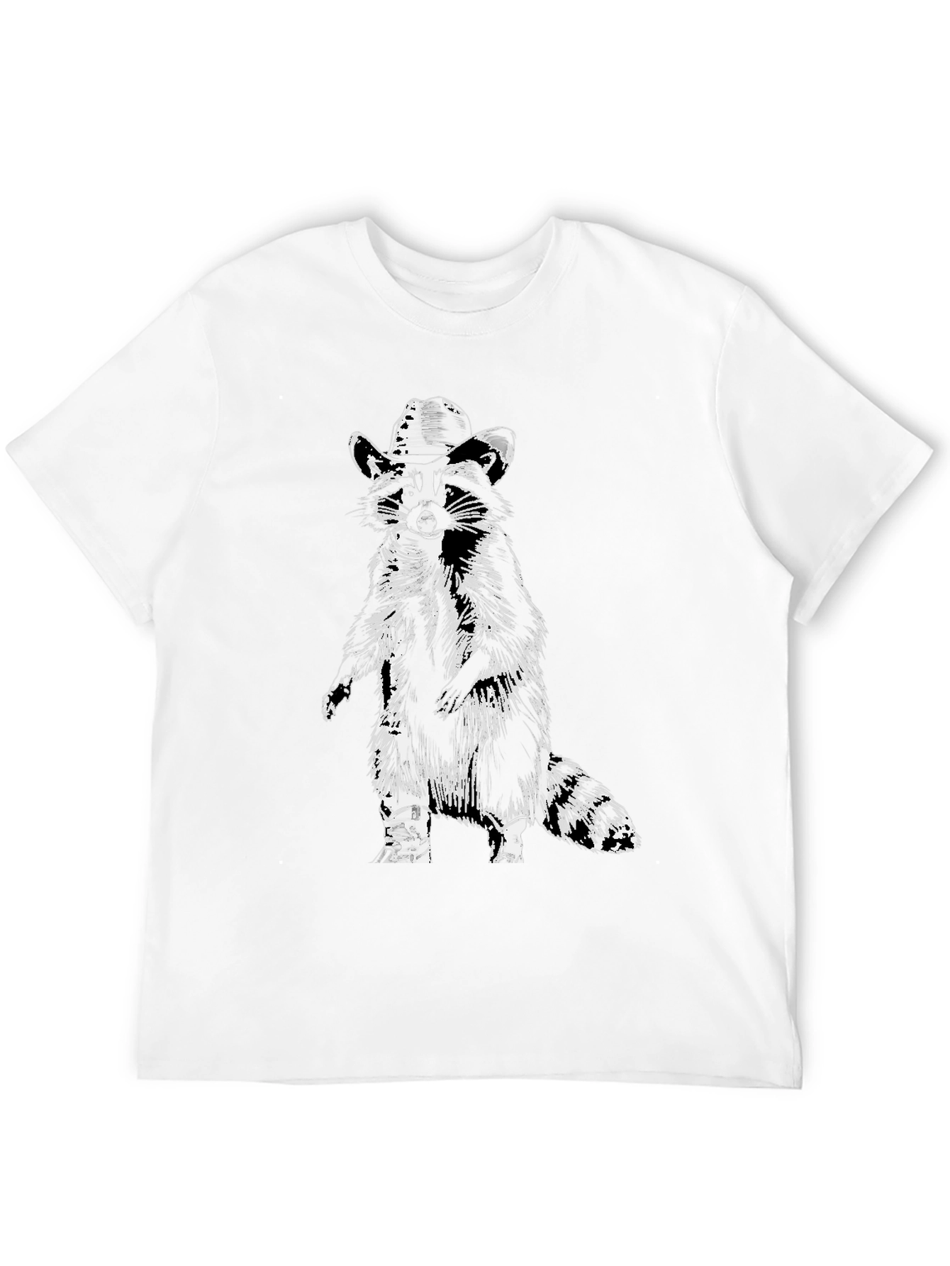 Camiseta Negra con Diseño de Mapache Vaquero