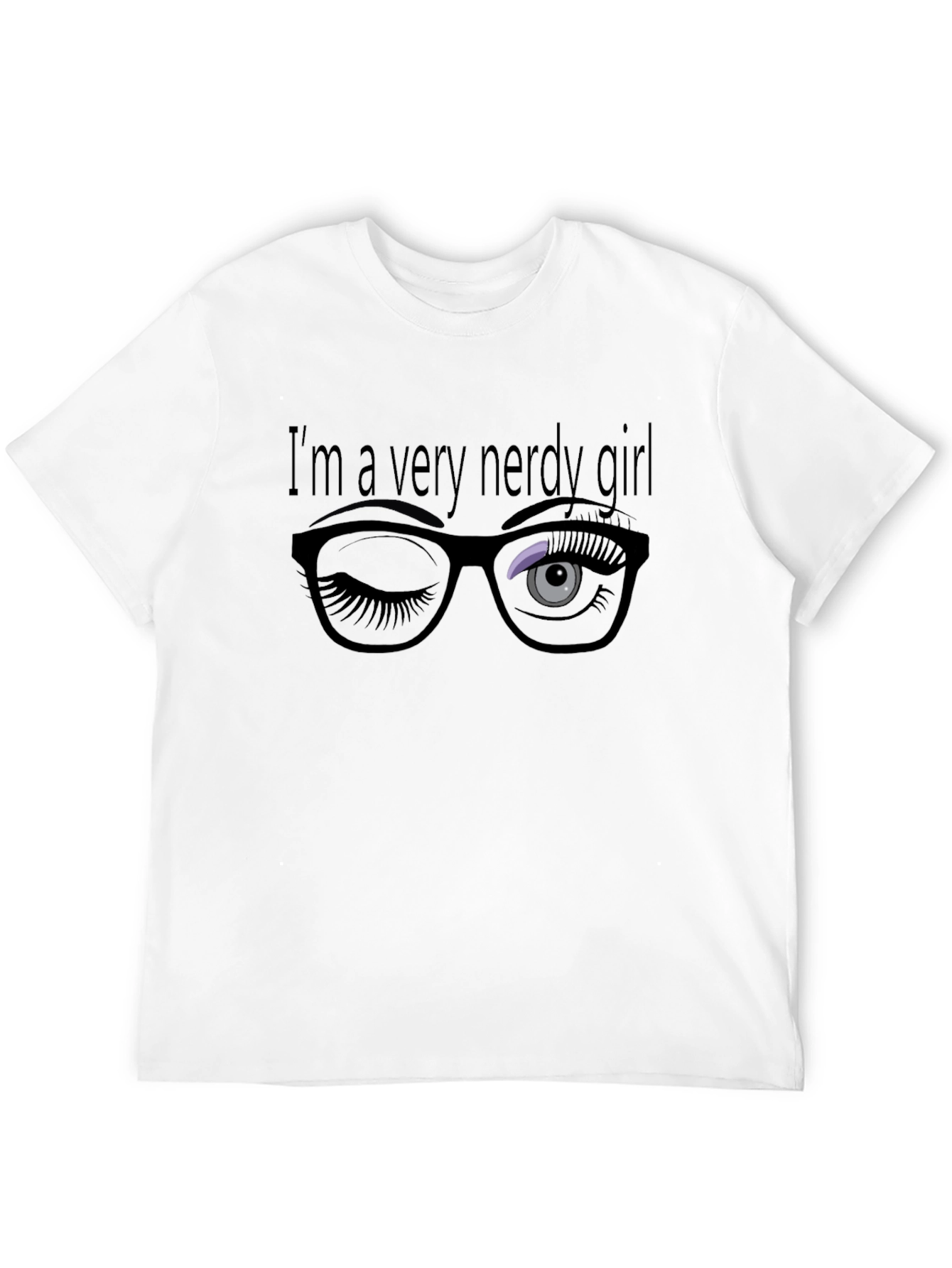 Camiseta Negra: Chica Muy Nerd con Gafas