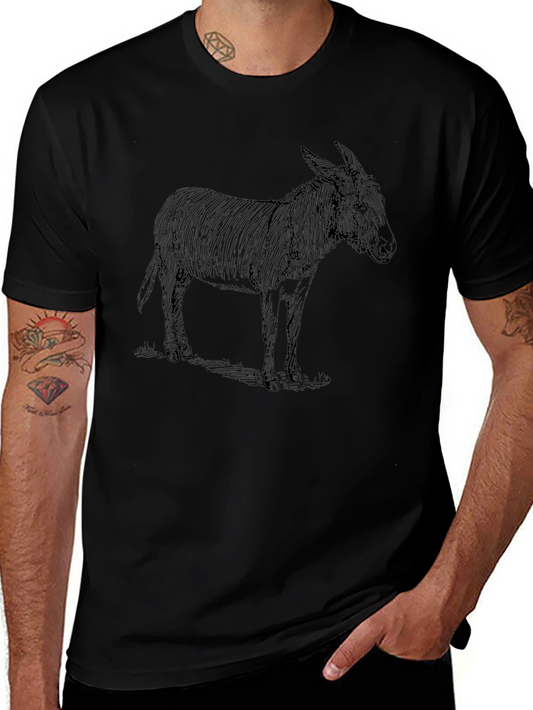 Camiseta Negra con Estampado de Burro Vintage