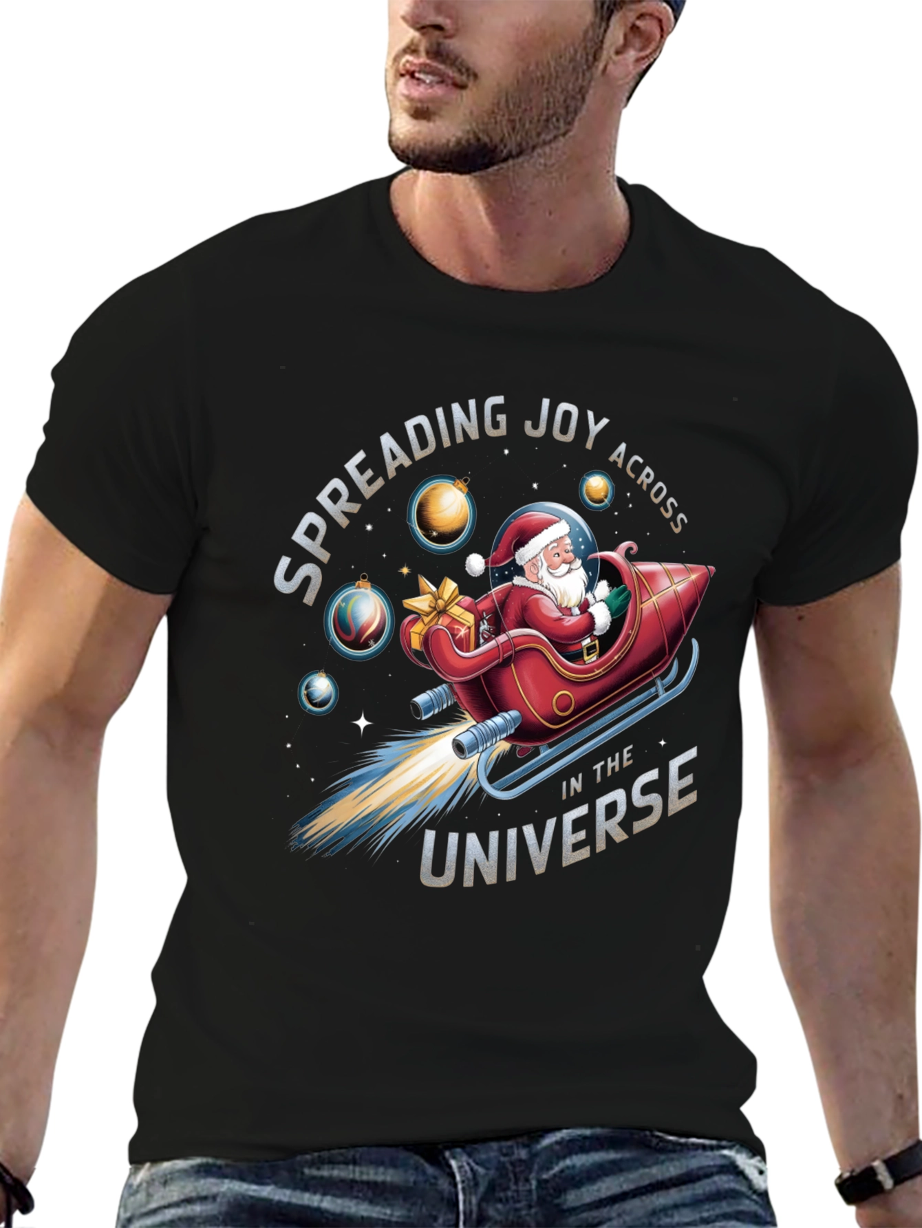 Camiseta Navideña: Santa Espacial