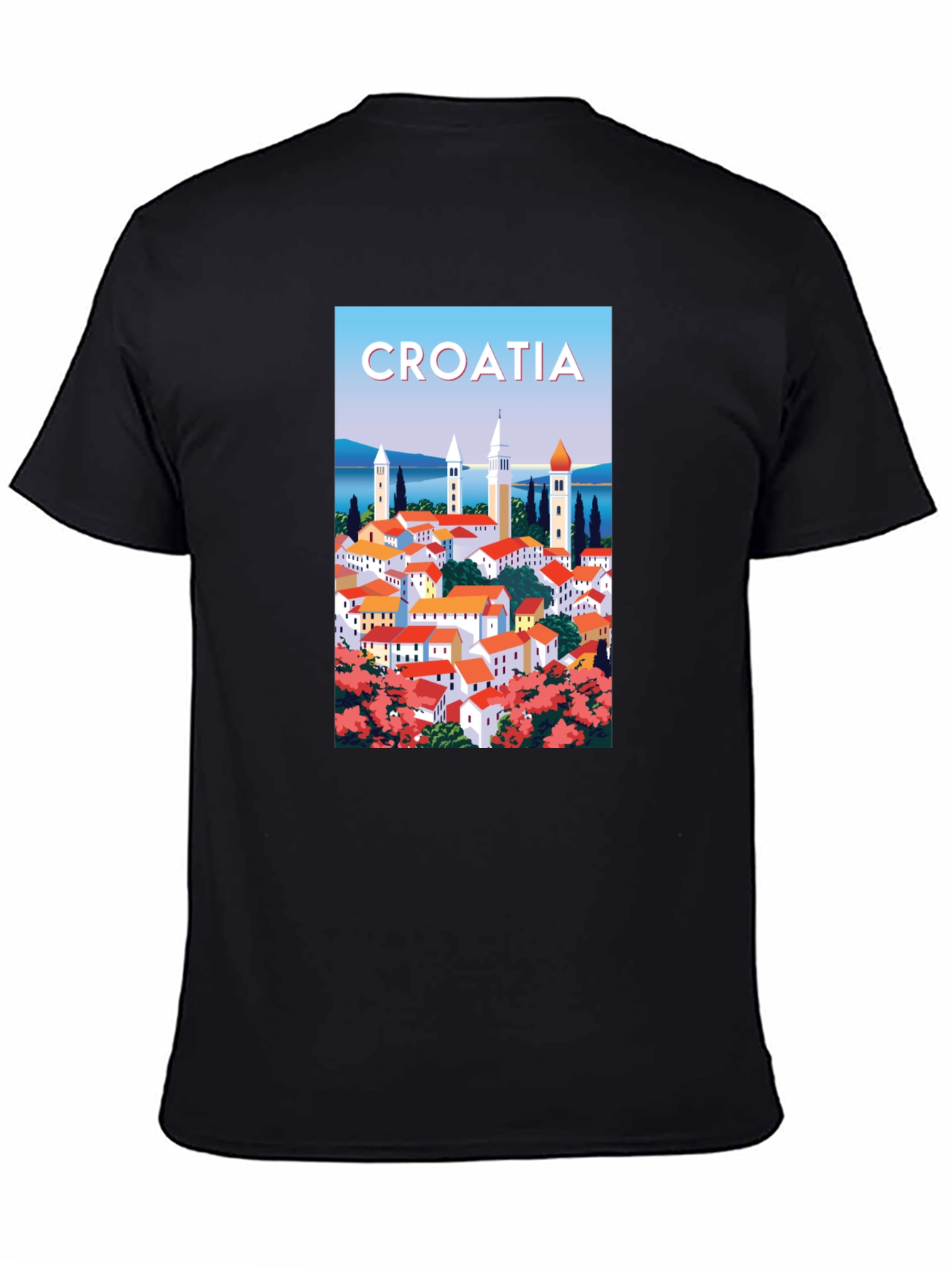 Camiseta Negra Ilustración Croacia