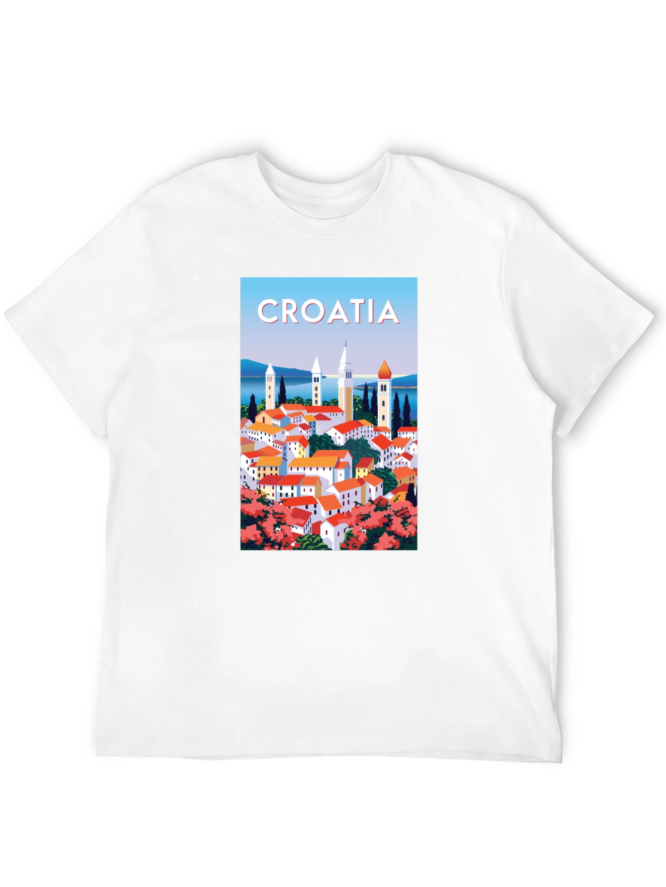 Camiseta Negra Ilustración Croacia