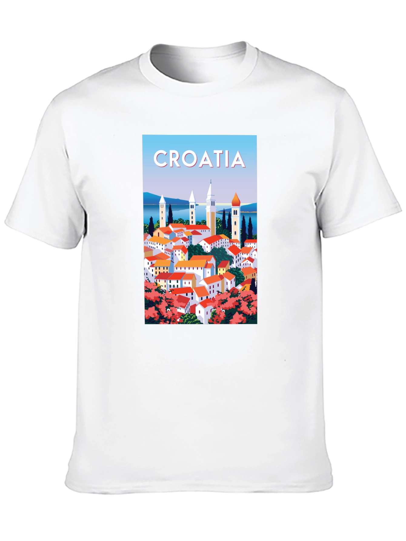 Camiseta Negra Ilustración Croacia