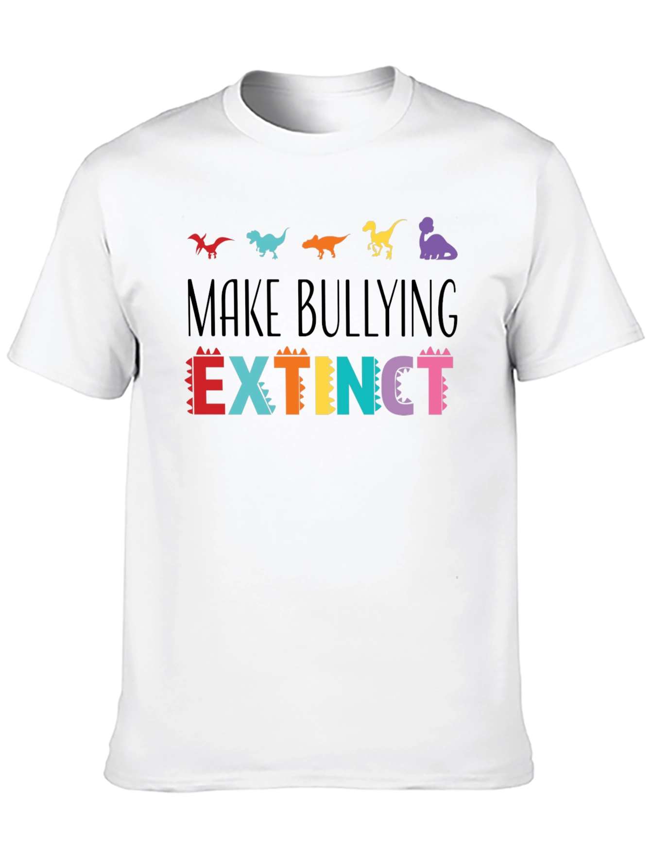 Camiseta Negra Anti-Bullying Diseño Dinosaurios