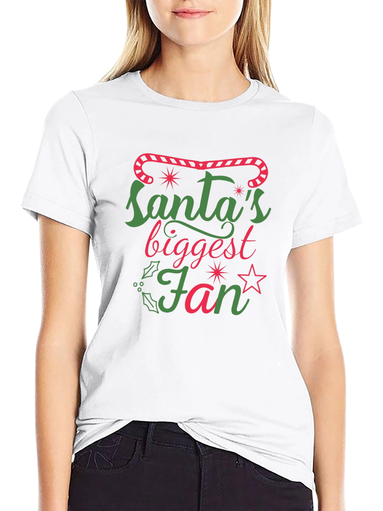 Camiseta Negra Santas Biggest Fan