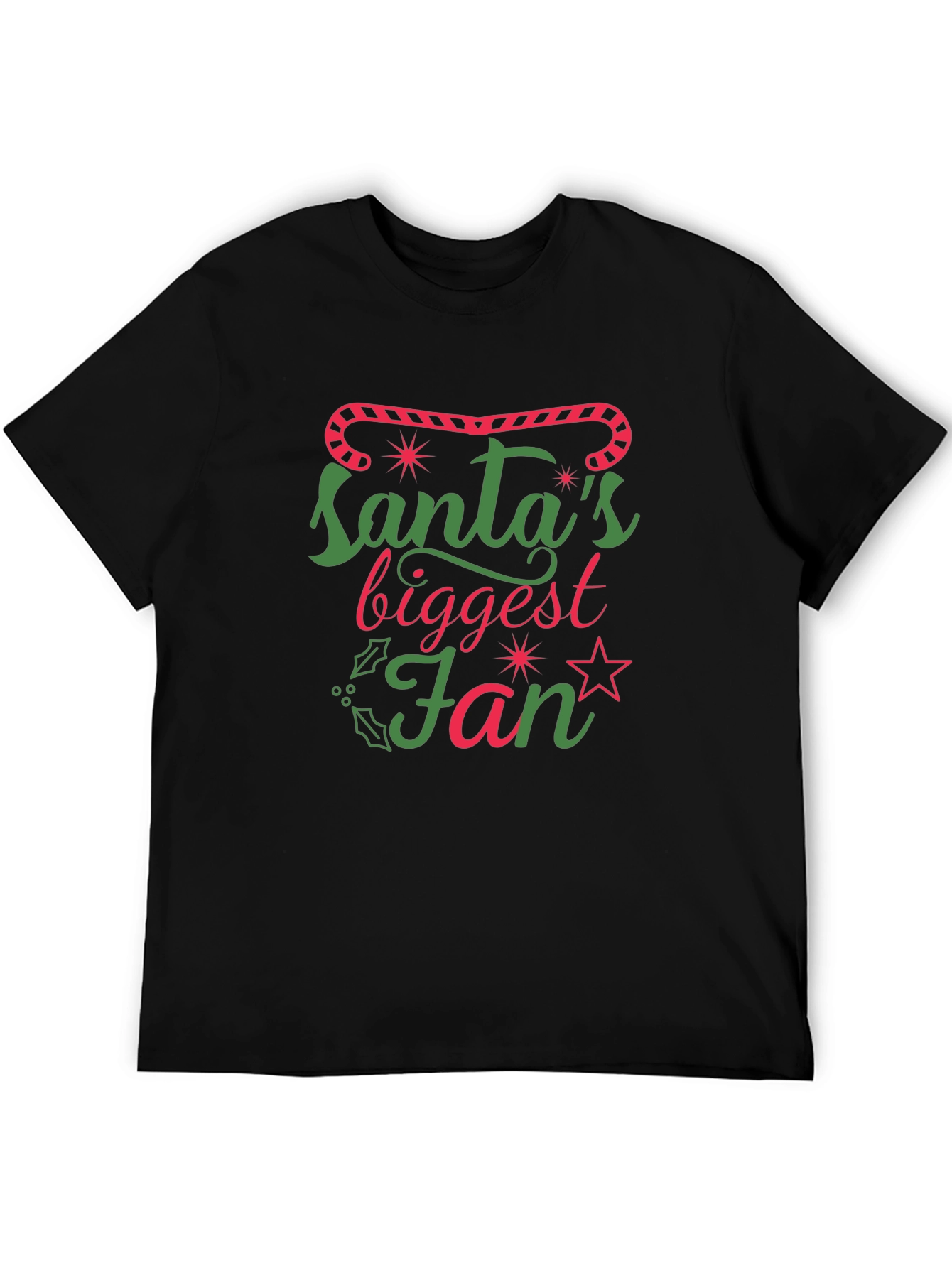 Camiseta Negra Santas Biggest Fan