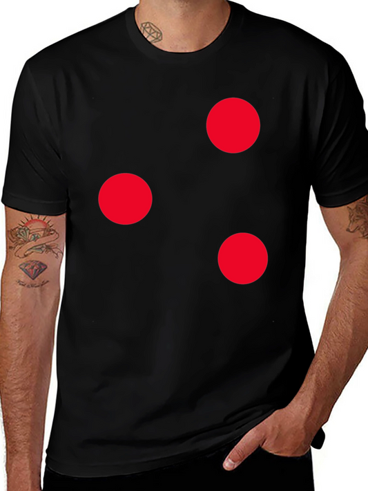 Camiseta Negra con Círculos Rojos Casual