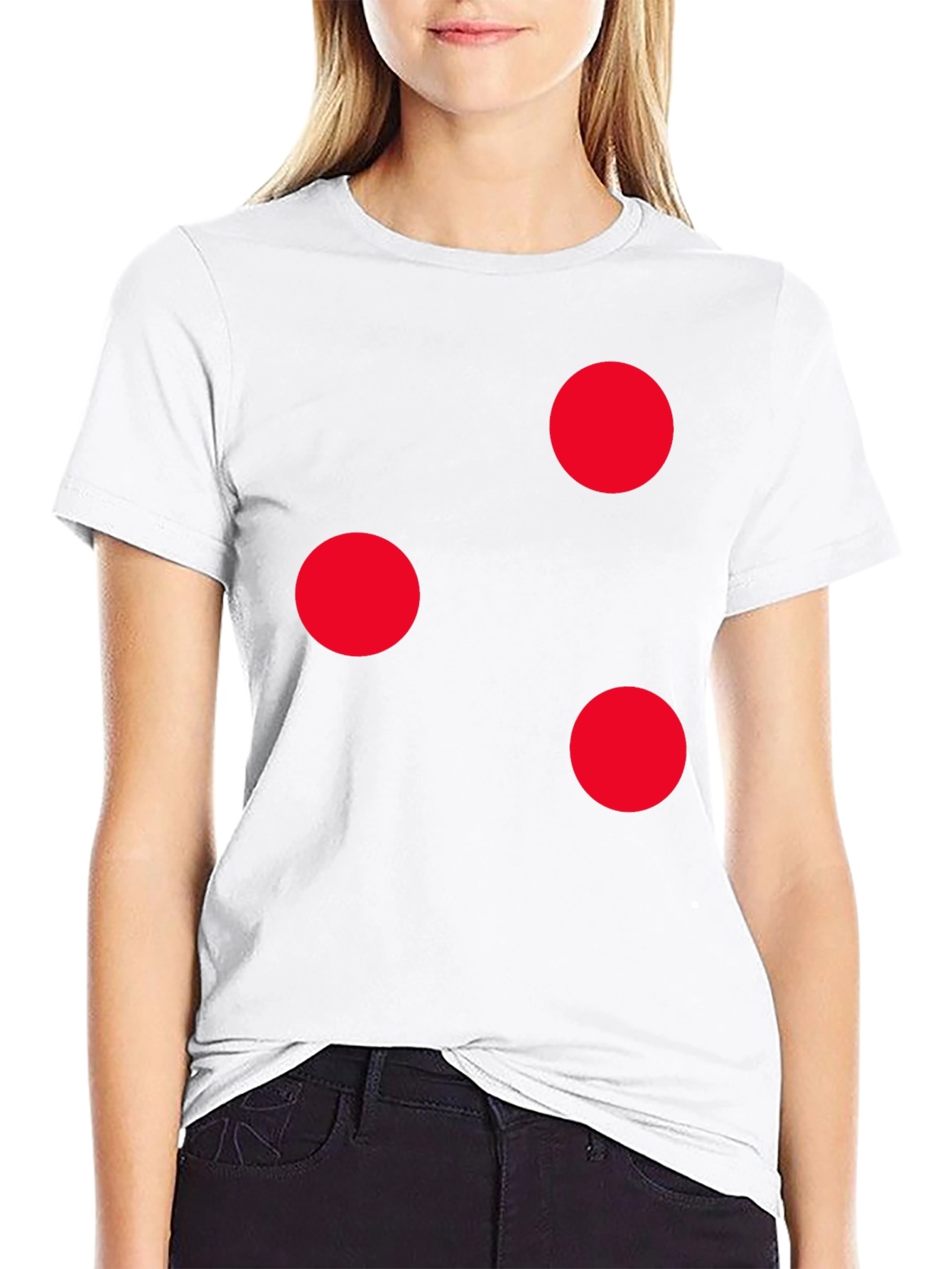 Camiseta Negra con Círculos Rojos Casual