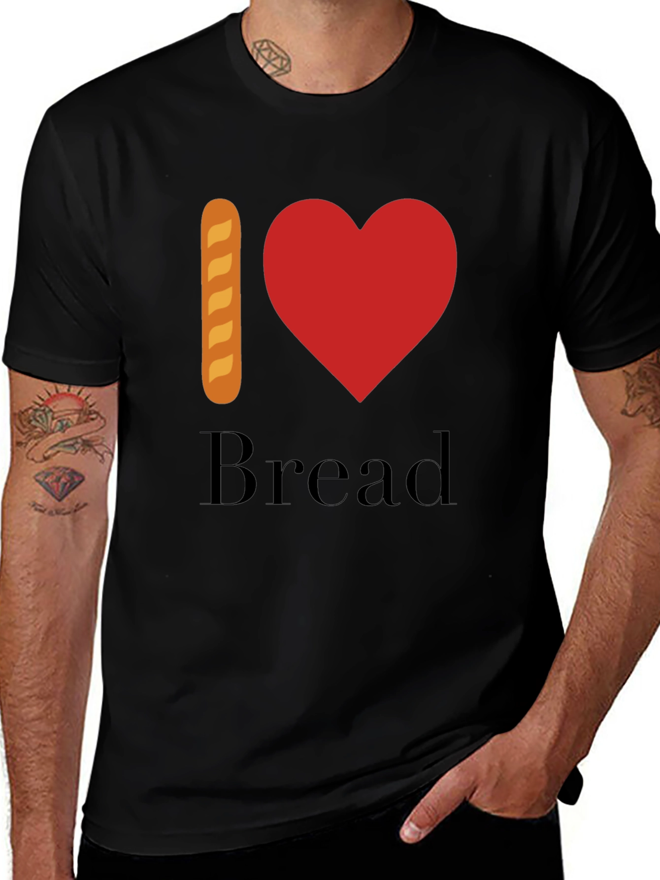 Camiseta Hombre Negra - I Love Bread