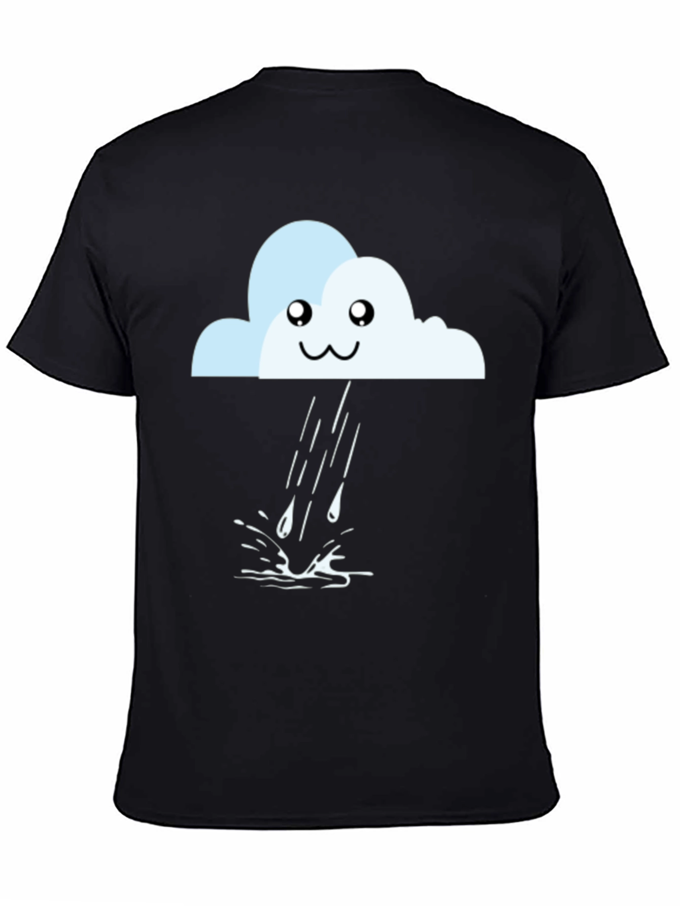 Camiseta Negra con Nube Lluviosa Kawaii